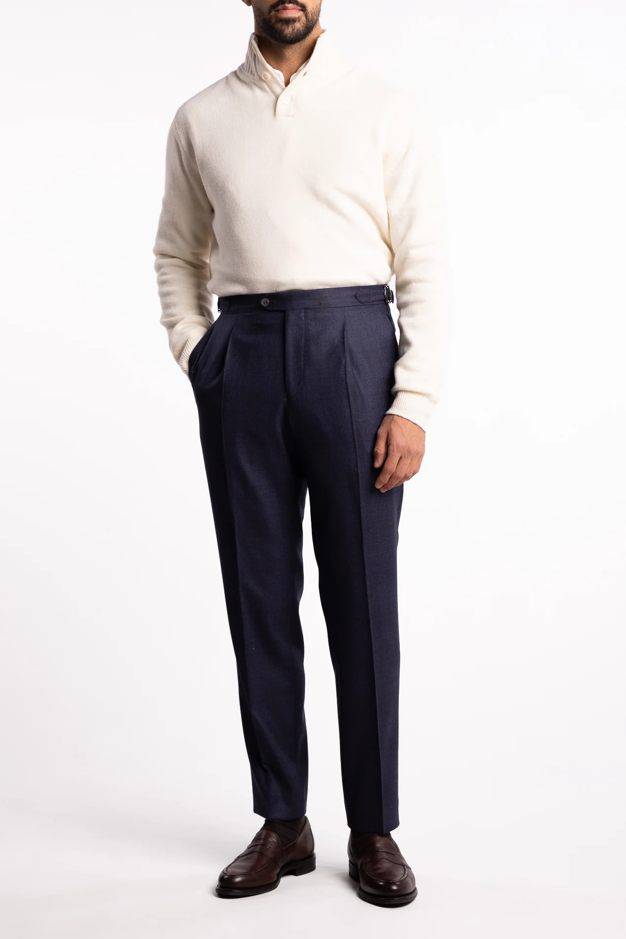 Prato Flanell Pant Navy Check - Image 4