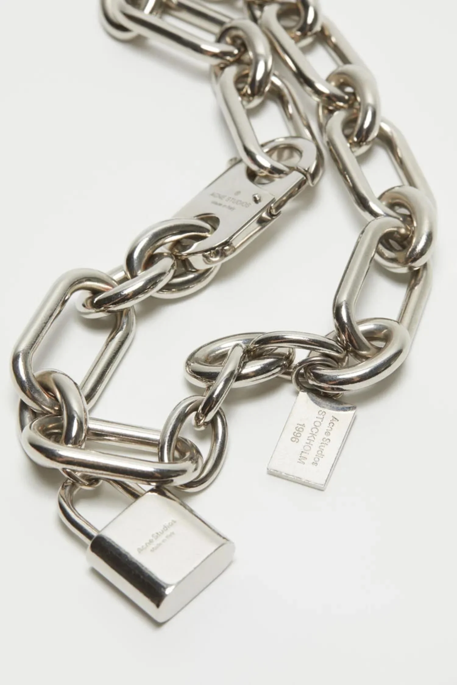 Padlock Chain Necklace- Semi Matt silver - Image 2