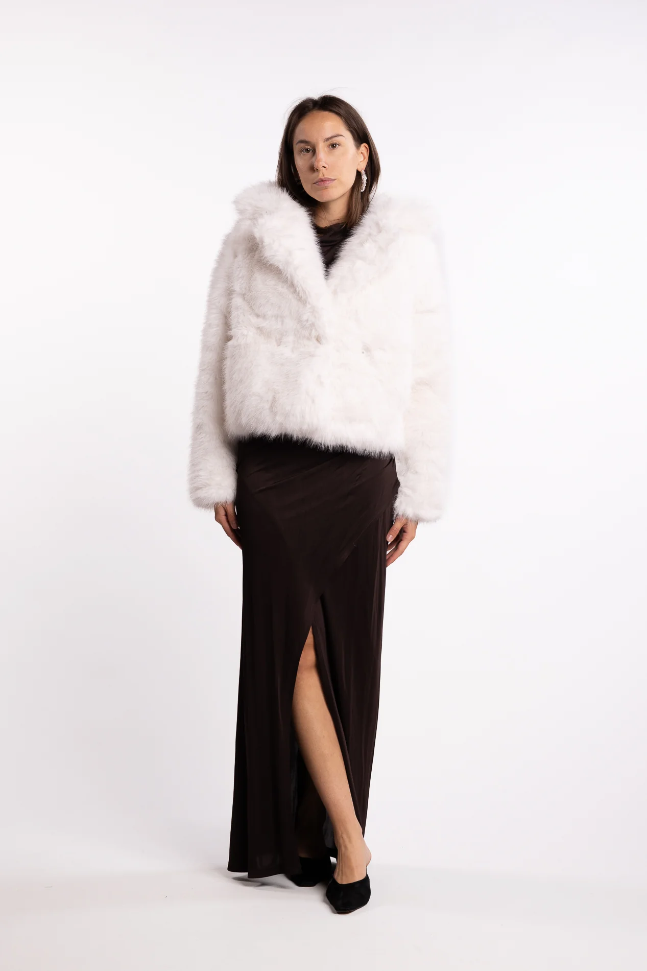 Sofia Fake Fur Jacket- White - Image 4