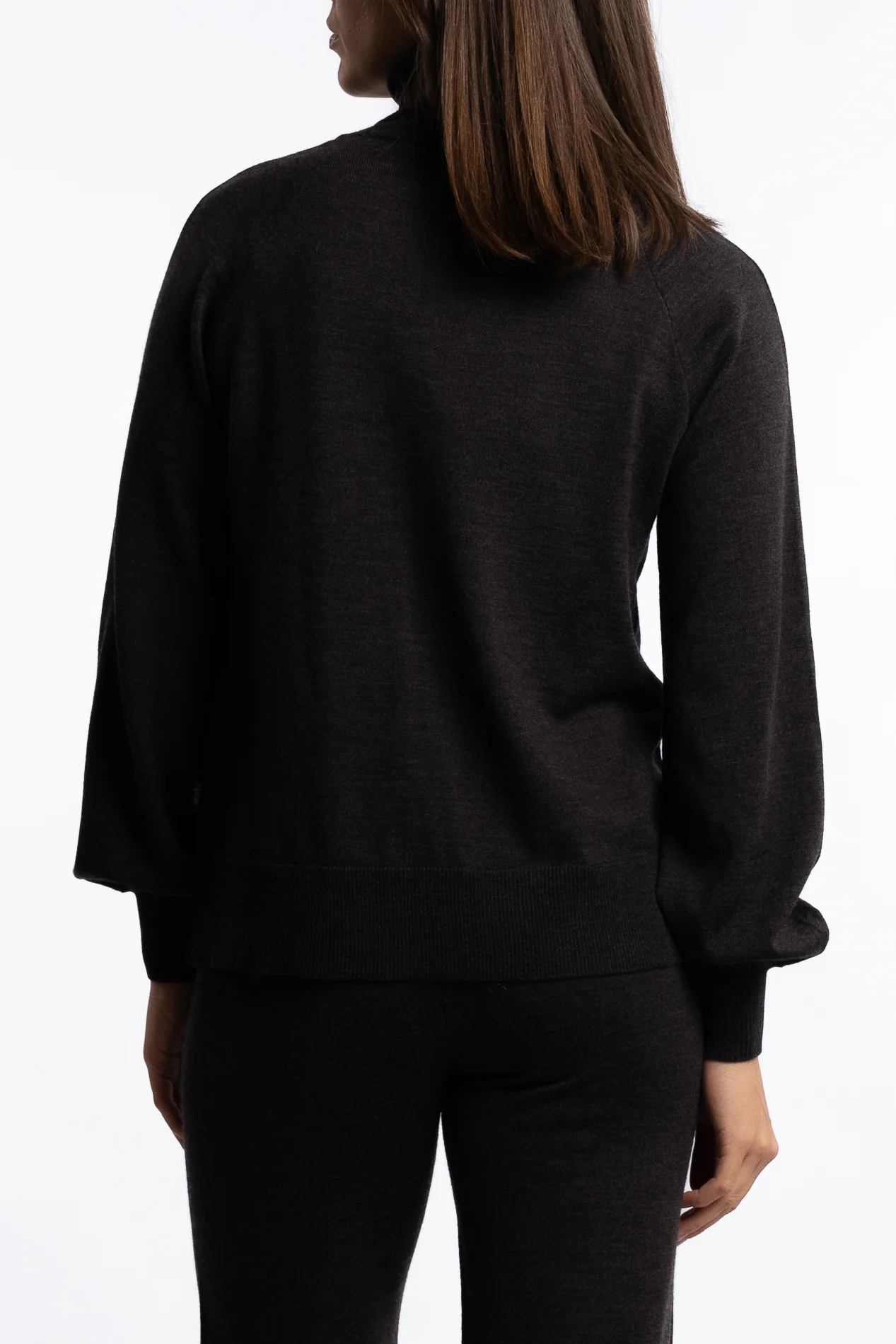 Minken Merino Sweater- Dark Brown Melange - Image 3