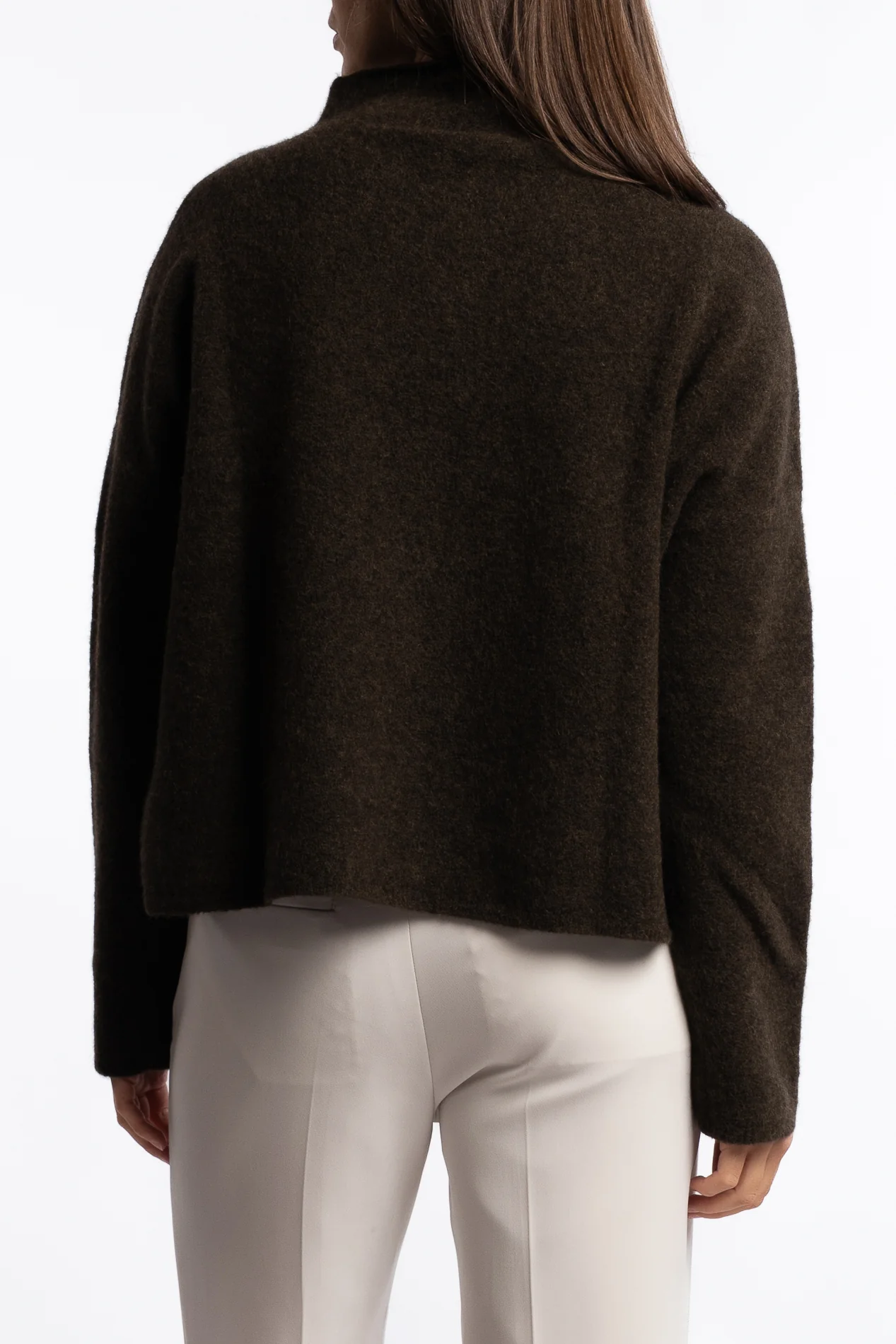Mika Yak Funnelneck Sweater- Dark khaki green - Image 4