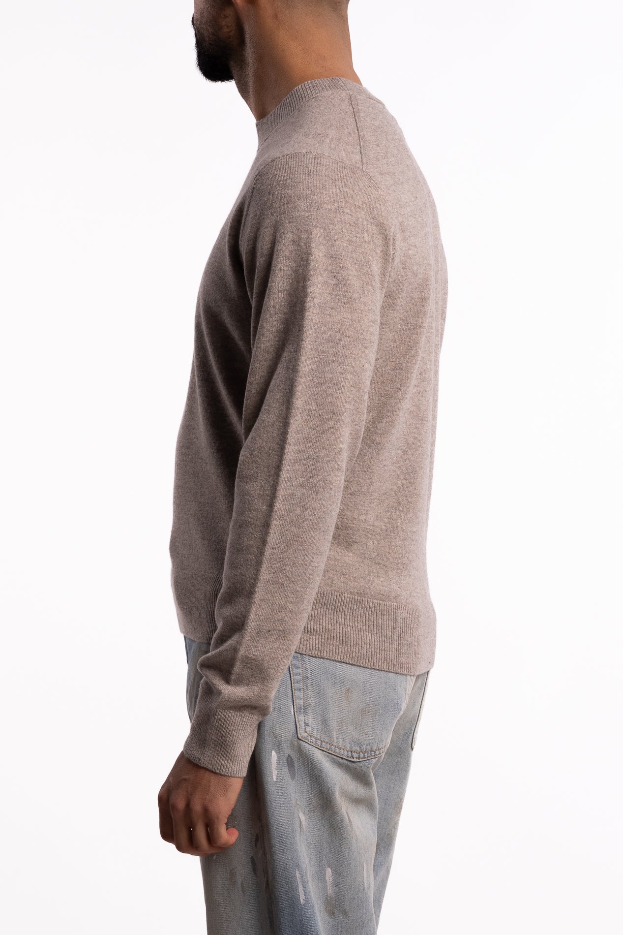 Yak Wool Crewneck Jumper Greige Melange - Image 2