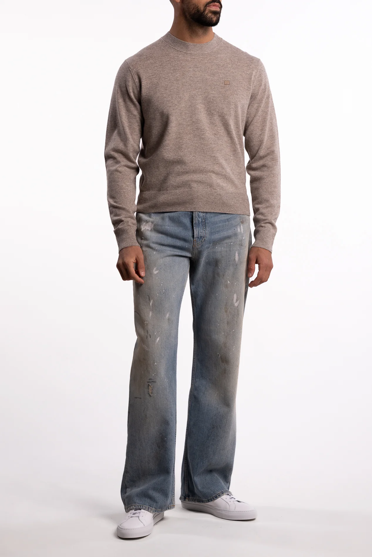 Yak Wool Crewneck Jumper Greige Melange - Image 4