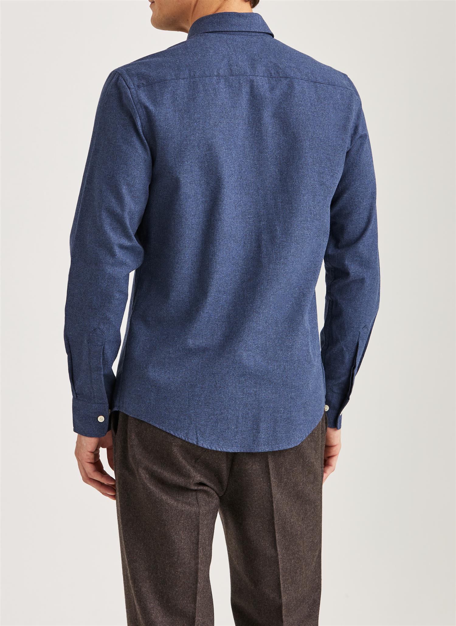 Watts Flannel Shirt Slim Fit Navy - Image 2
