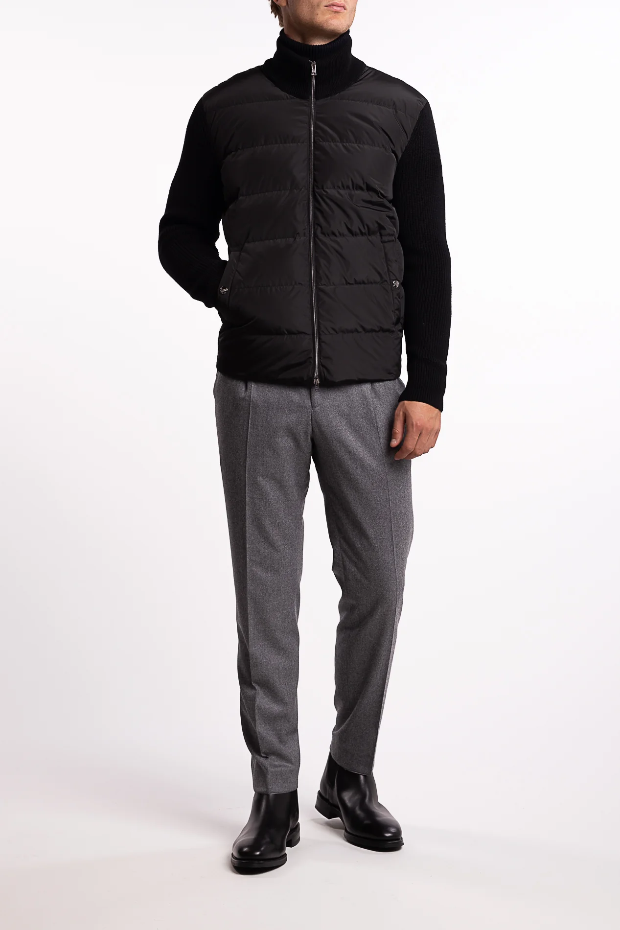 Knitted Hybrid Jacket Black - Image 4