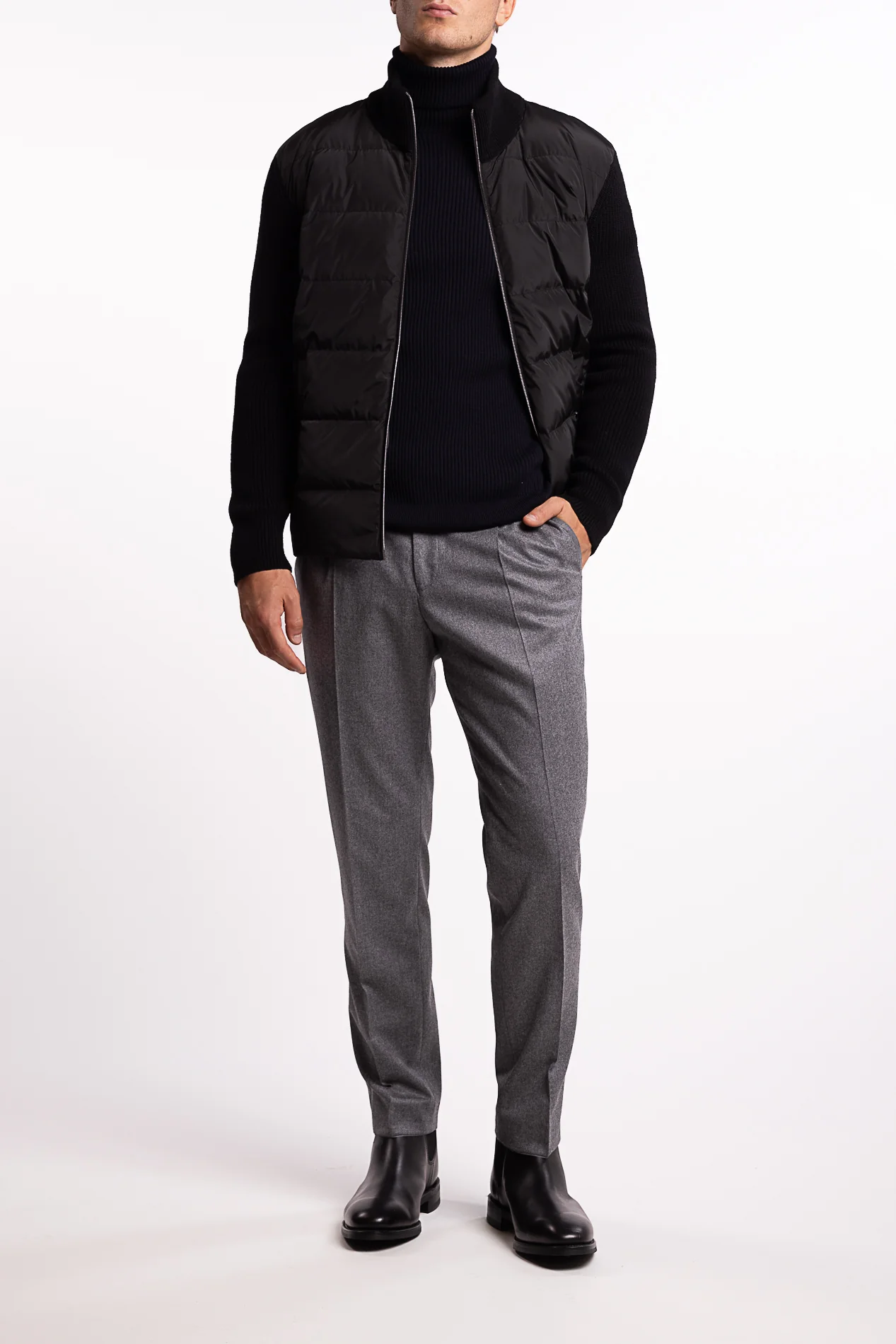 Knitted Hybrid Jacket Black - Image 5