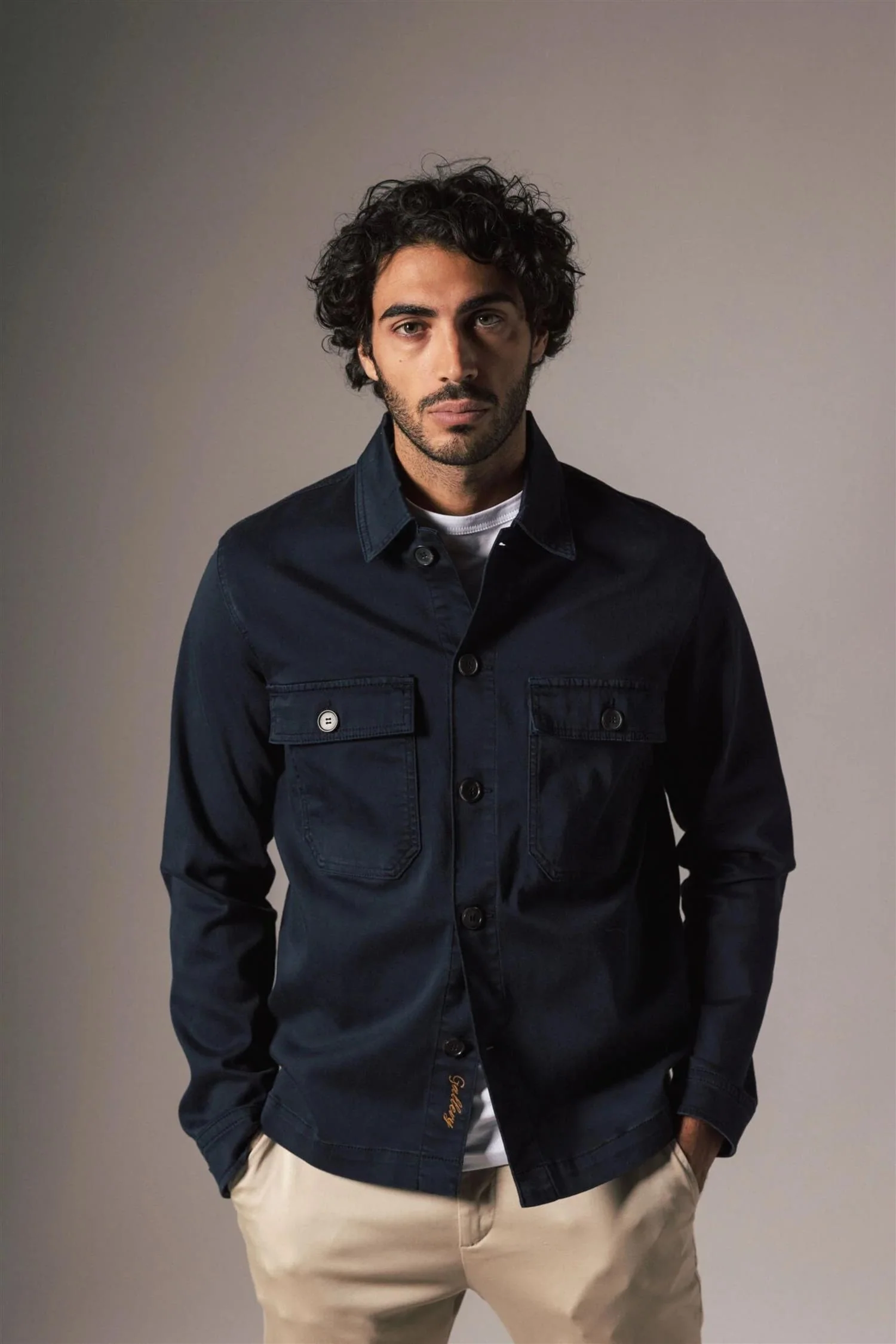 Matteo Soft Overshirt Navy - Image 5