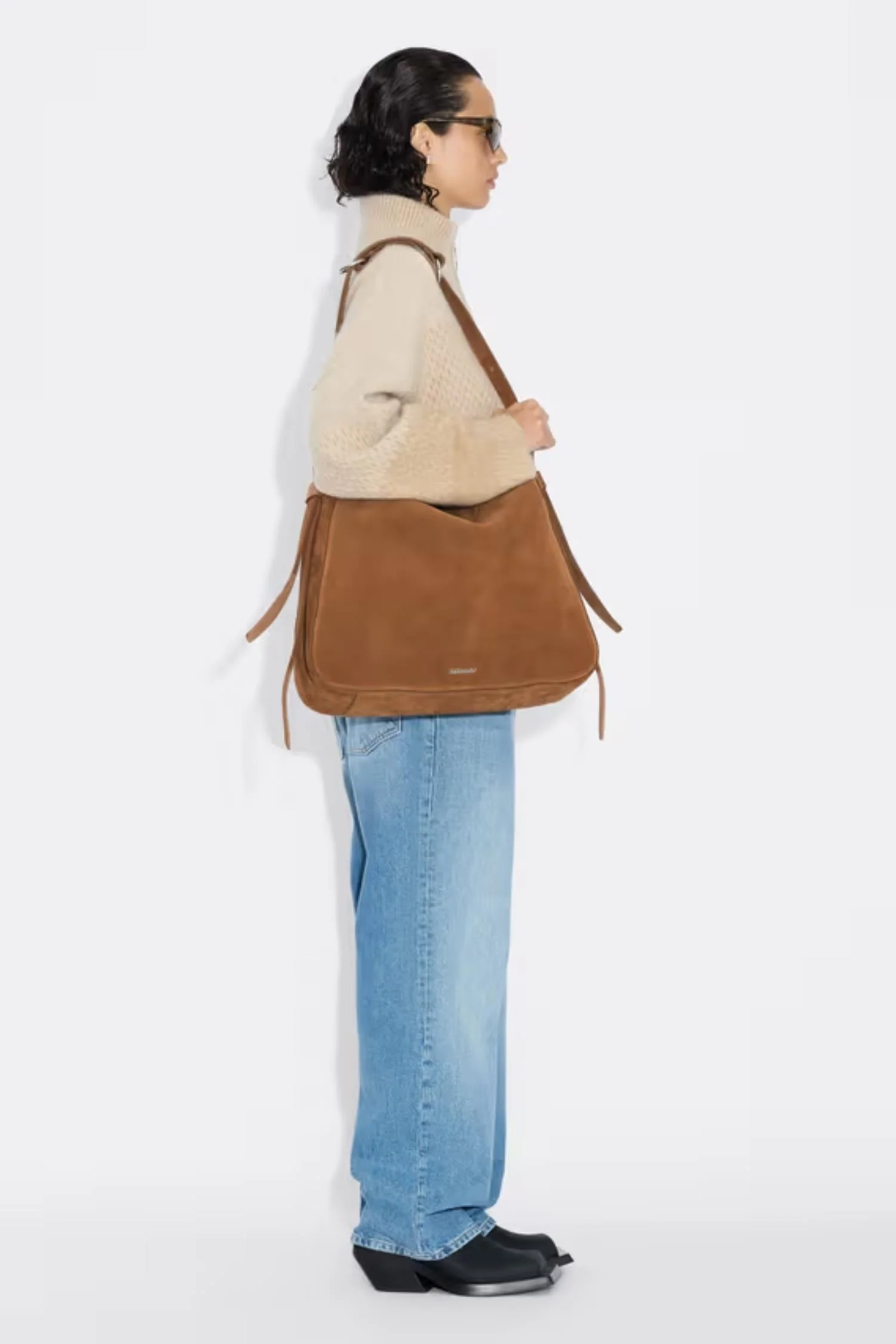 Bud Slouchy Suede Tote - Camel - Image 4