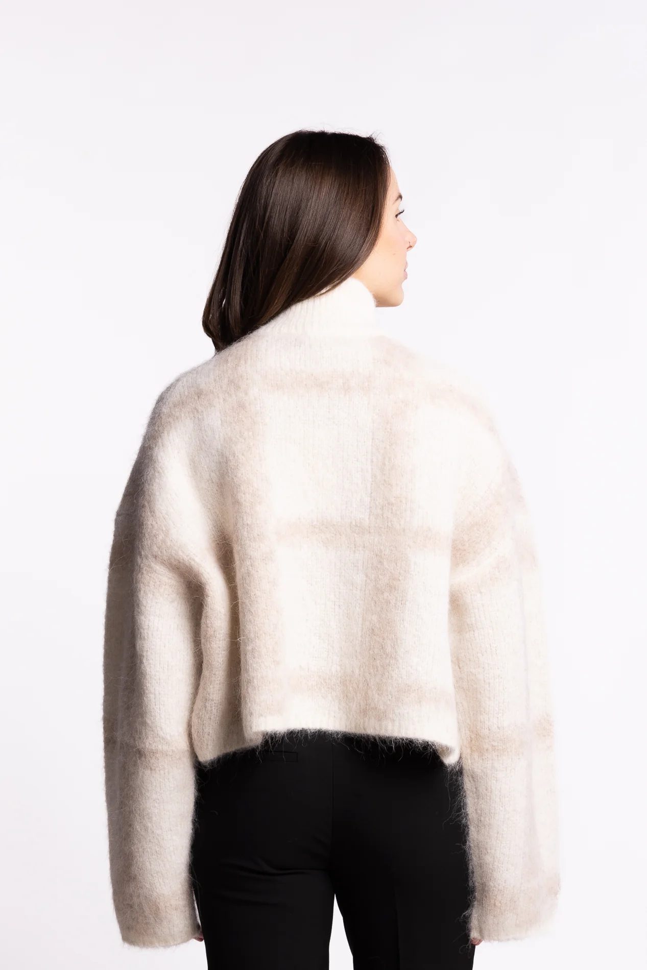 Tine Light Check Cardigan- Lt Brown Mix - Image 5