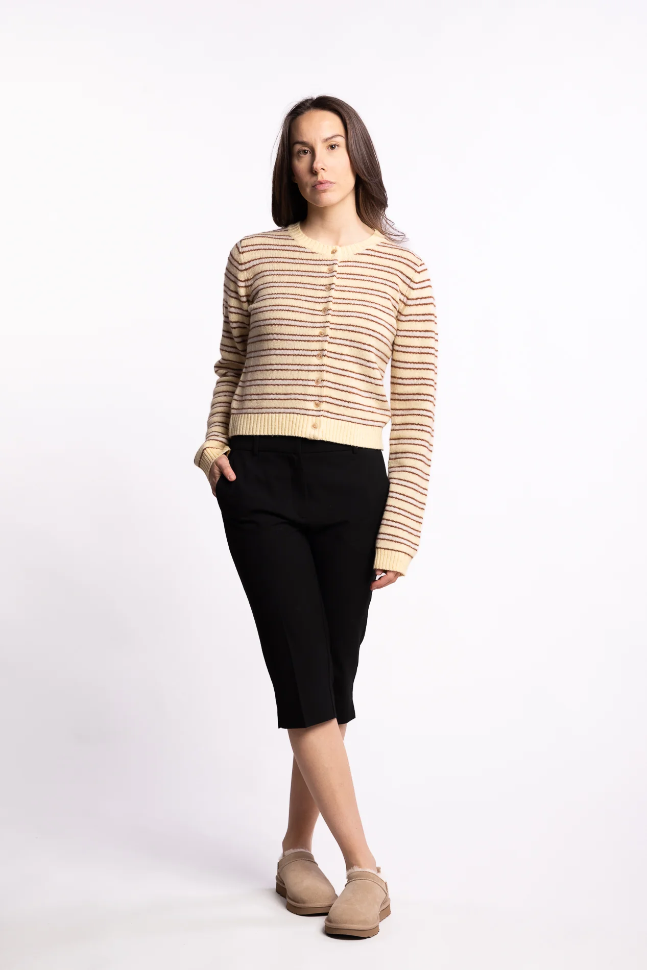 Stripe Wool Cardigan- Lt Yellow Stripe - Image 5