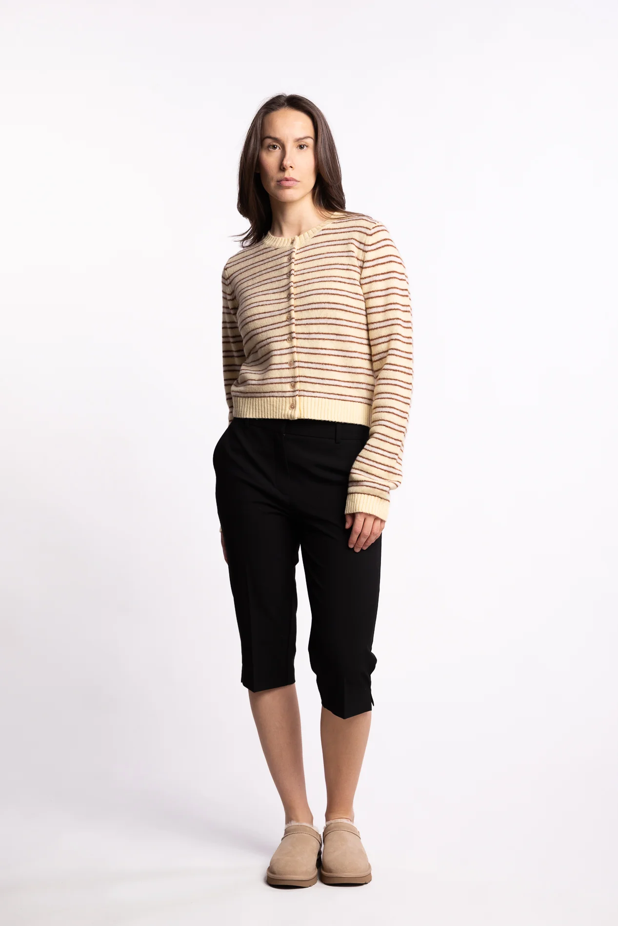Stripe Wool Cardigan- Lt Yellow Stripe - Image 6