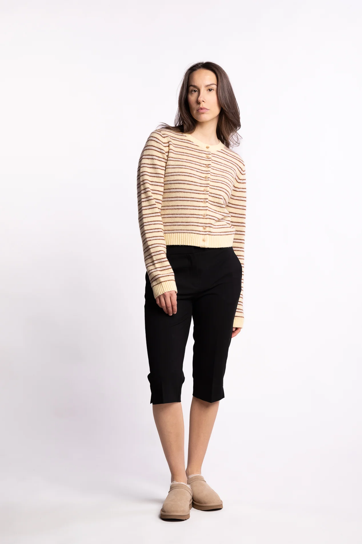 Stripe Wool Cardigan- Lt Yellow Stripe - Image 7