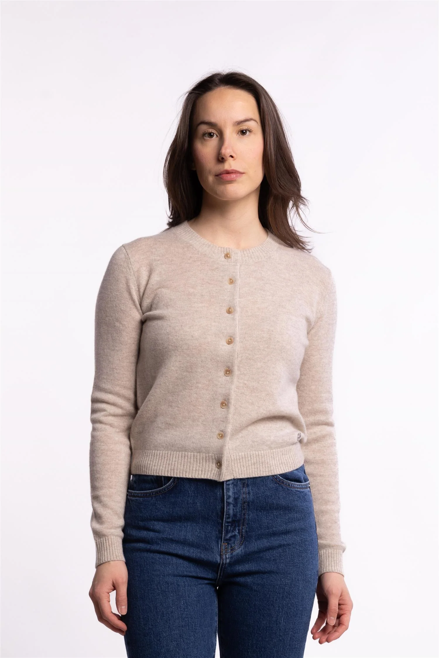 Slim Cashmere Cardigan- Sand - Image 6