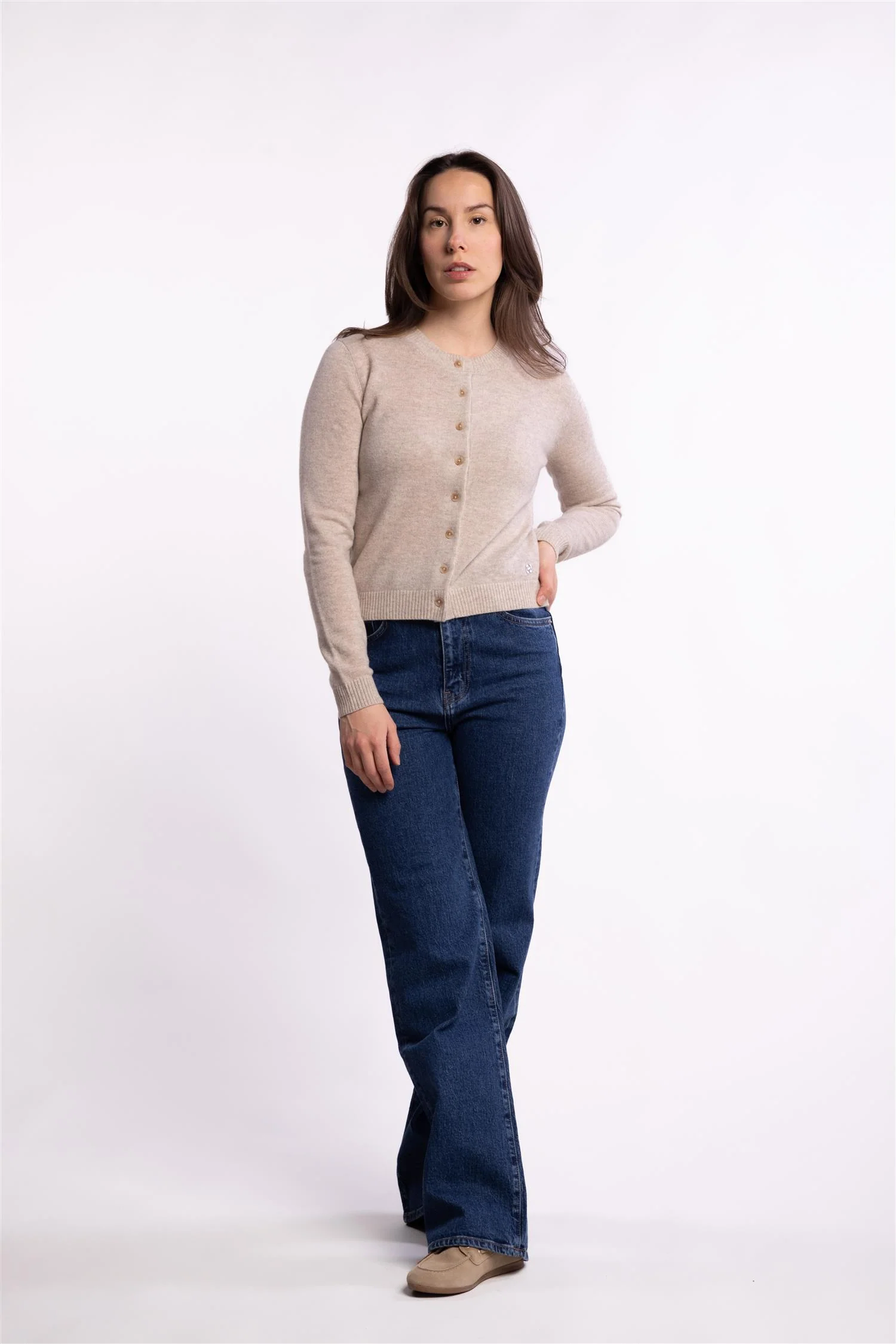 Slim Cashmere Cardigan- Sand - Image 9
