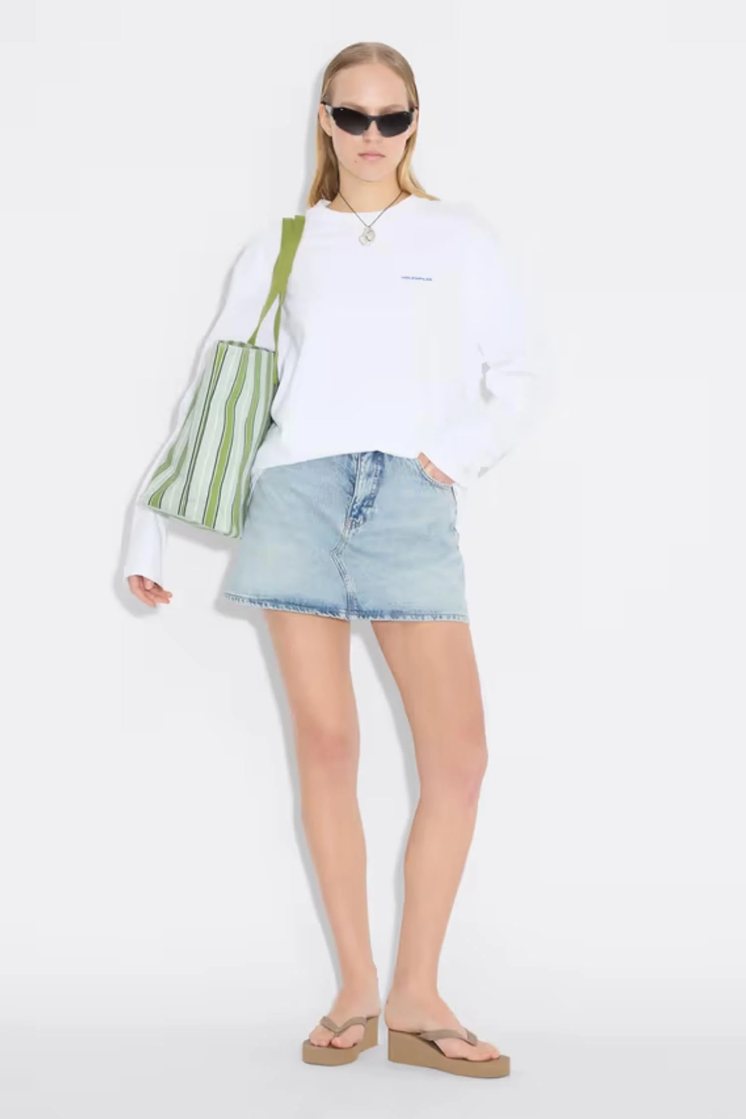 Denim Mini Skirt-Blue Washed - Image 2