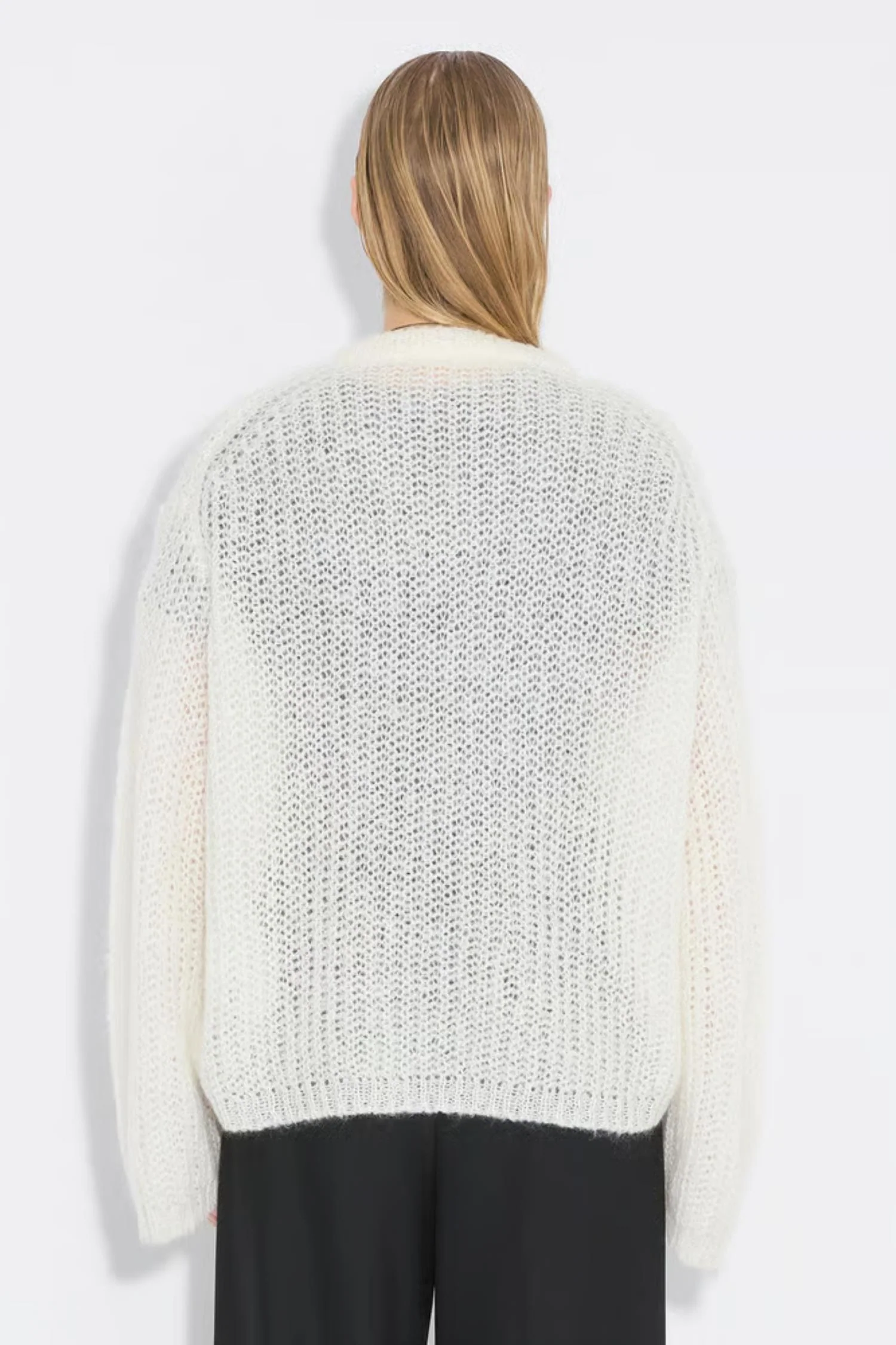 Boxy Mohair V Neck - Ecru - Image 5