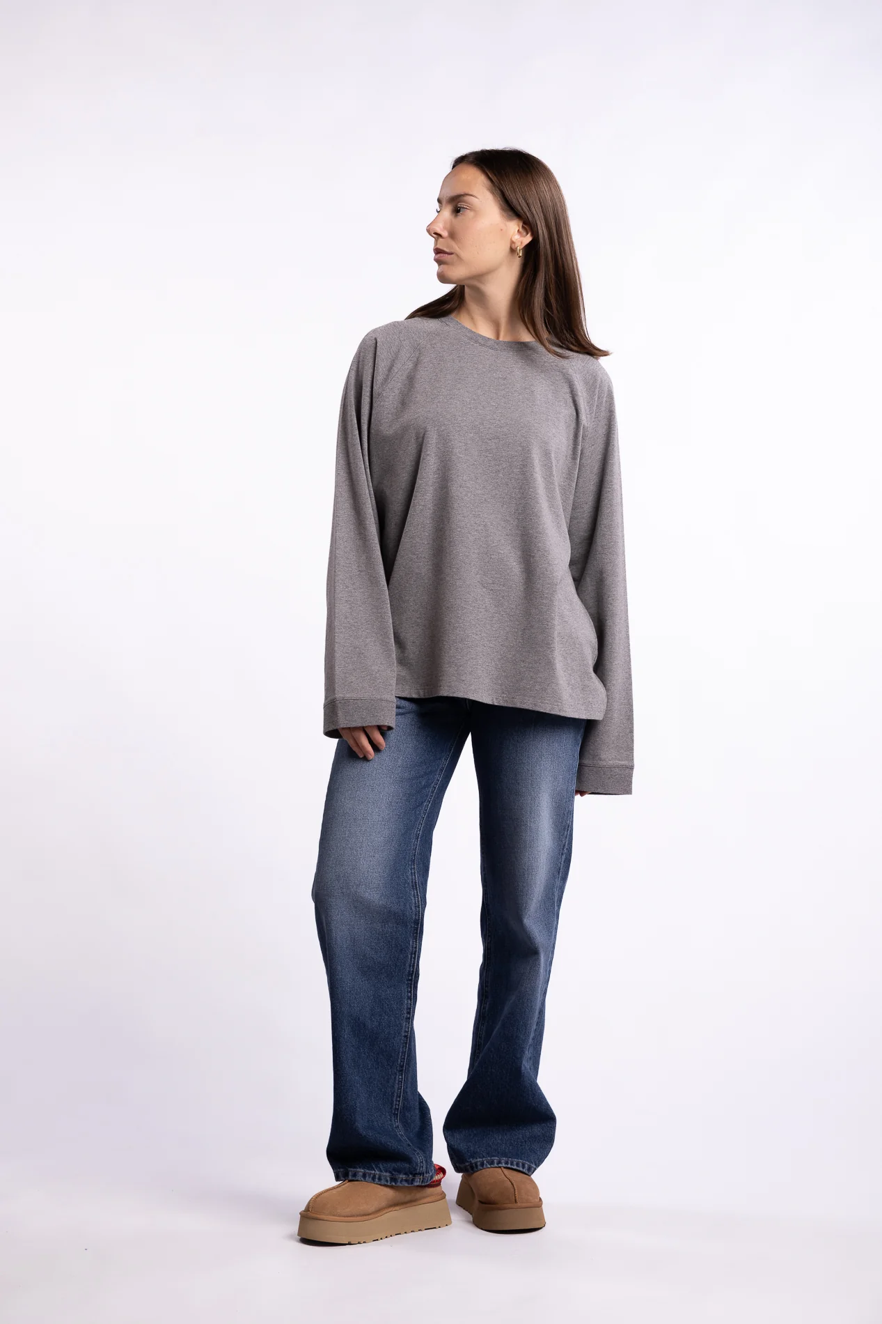 Thelma LS Cotton Tee- Grey Melange - Image 5