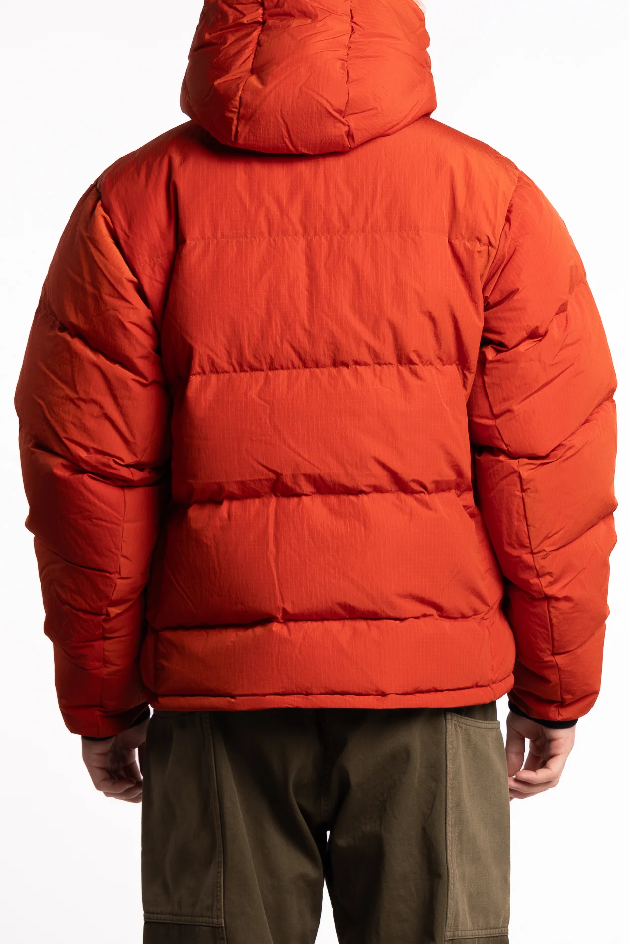 Down Puffer Hooded Jacket Burnt Red - Image 3