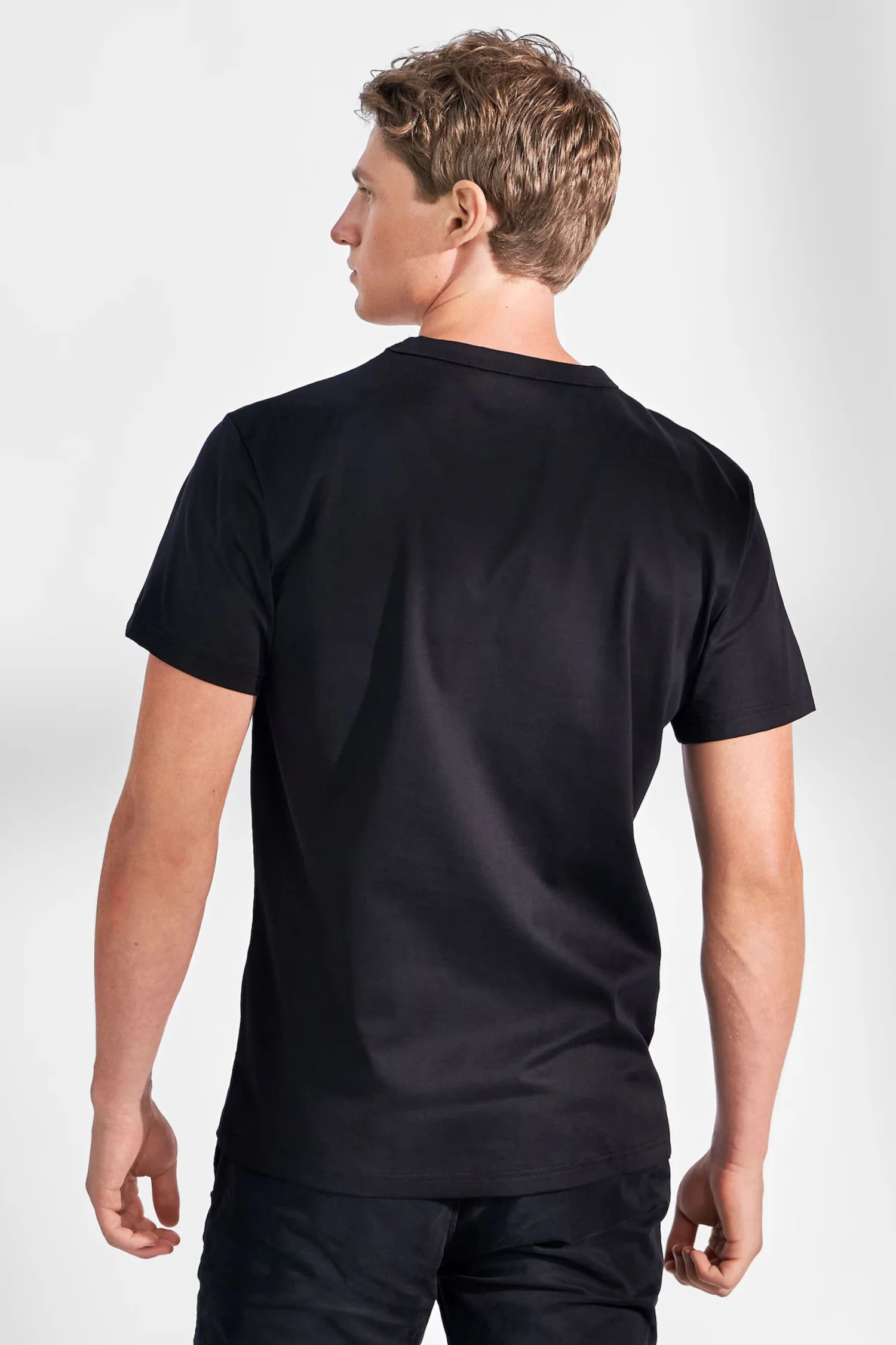 Pima Cotton Crew Neck T-Shirt Black - Image 3