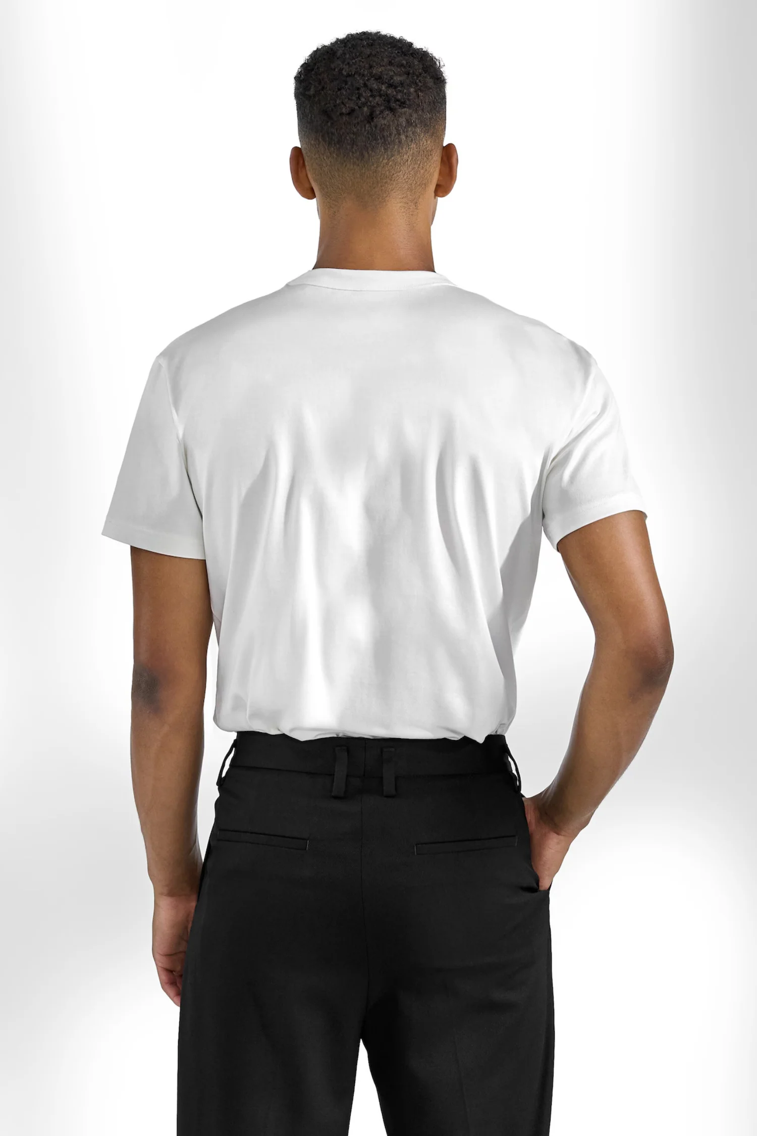 Pima Cotton Crew Neck T-Shirt White - Image 3