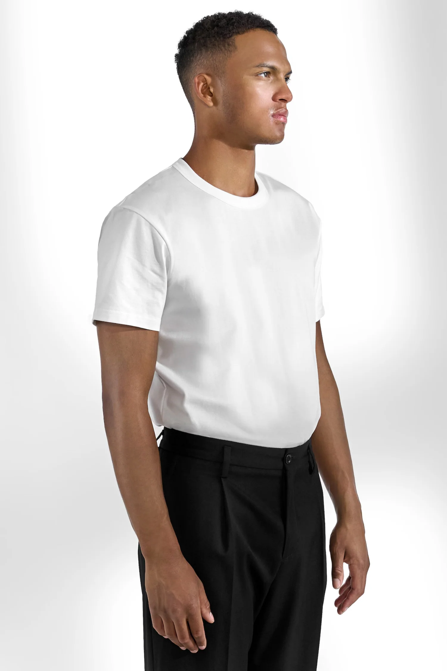 Pima Cotton Crew Neck T-Shirt White - Image 4