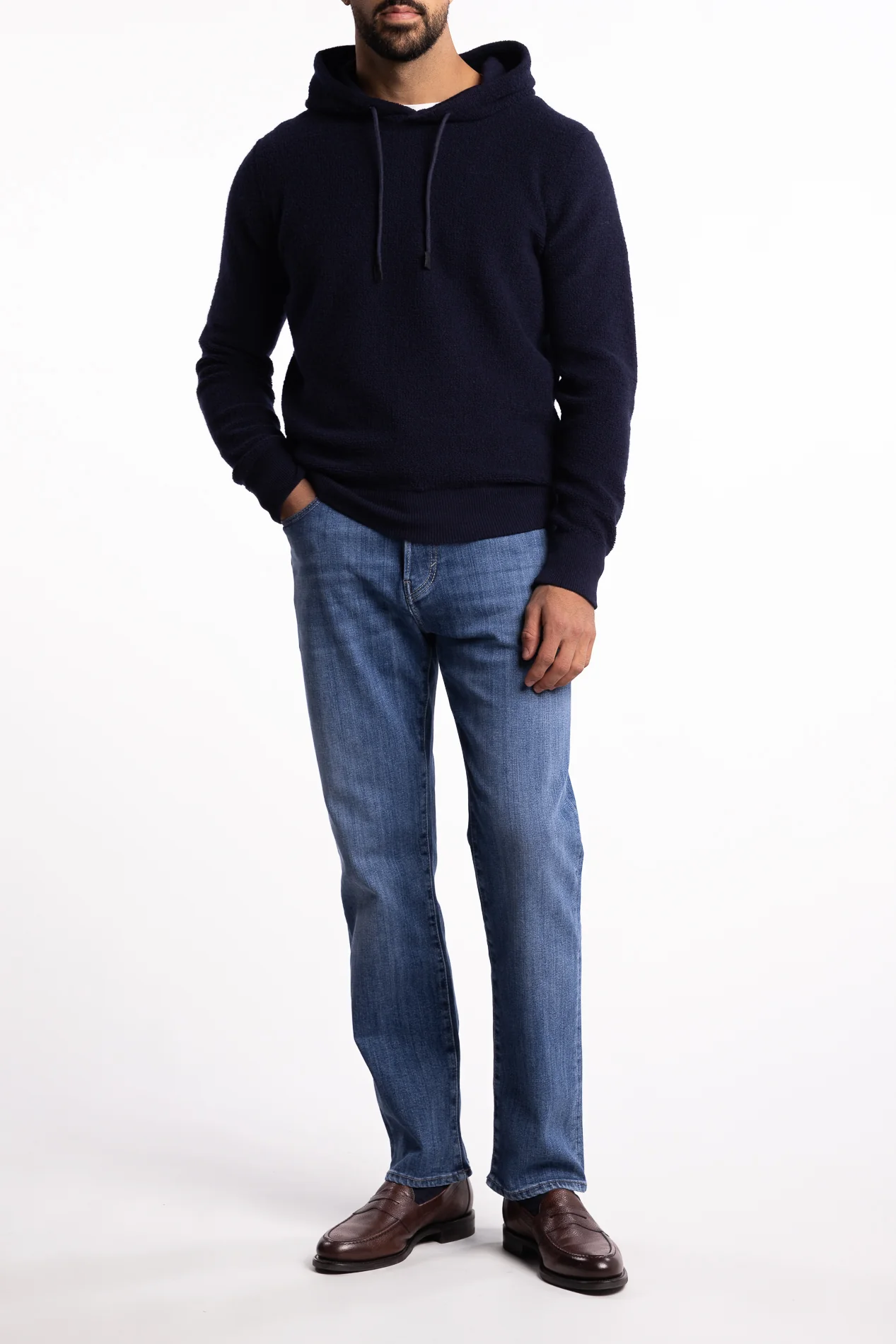 Sweater Hoodie Wool/Cashmere Navy - Image 4