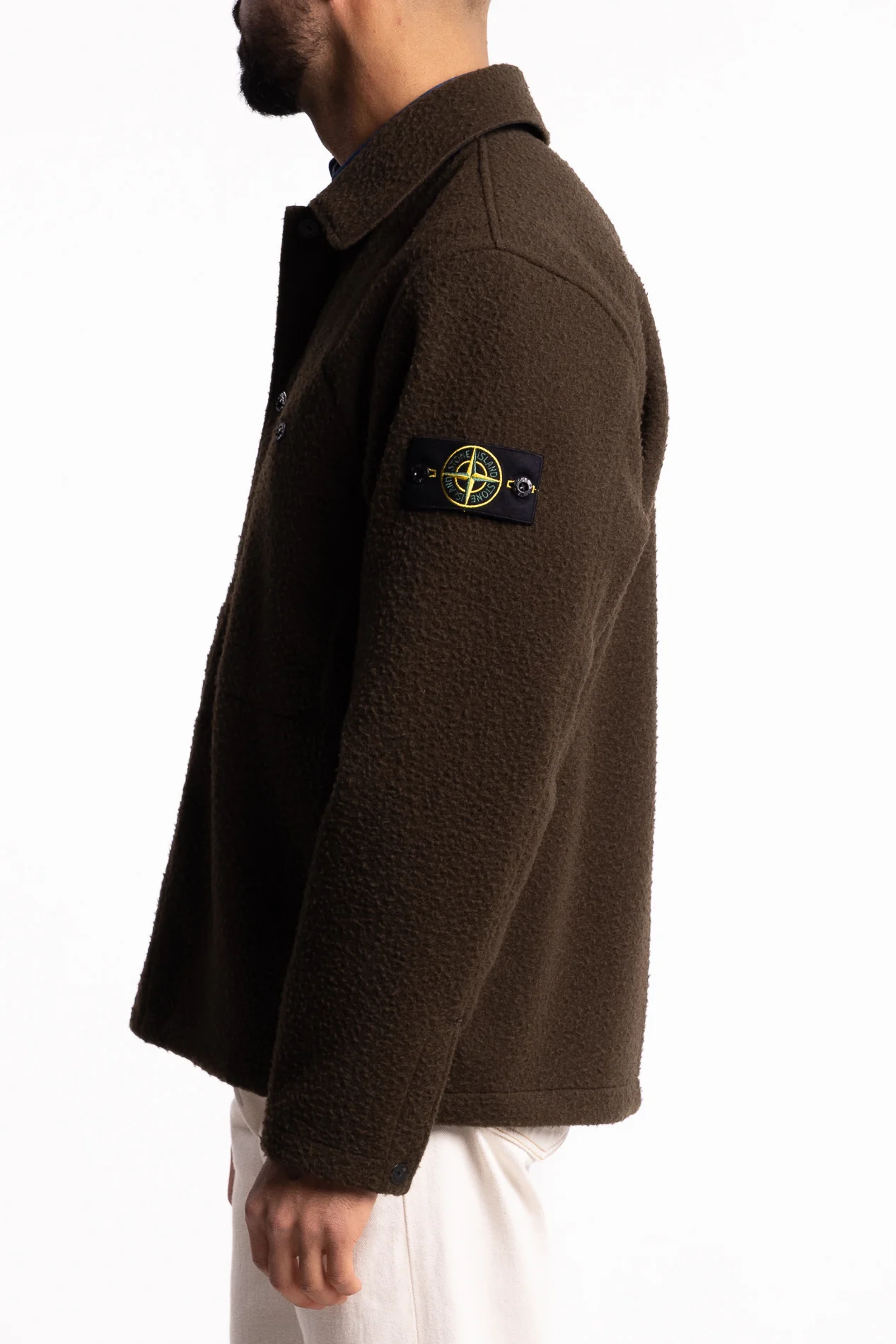 1200021 Wool Comfort-Fit Overshirt with Drawcord Hem Military Green - Image 2