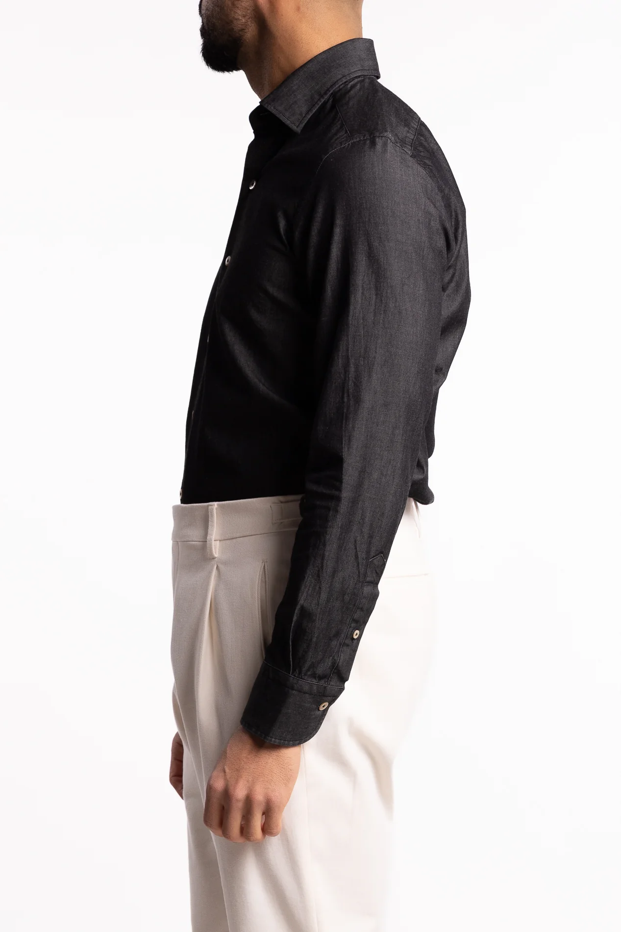 Cotton Chambray Shirt Dark Grey Denim - Image 2