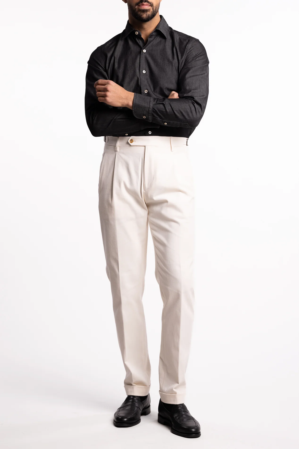 Cotton Chambray Shirt Dark Grey Denim - Image 4