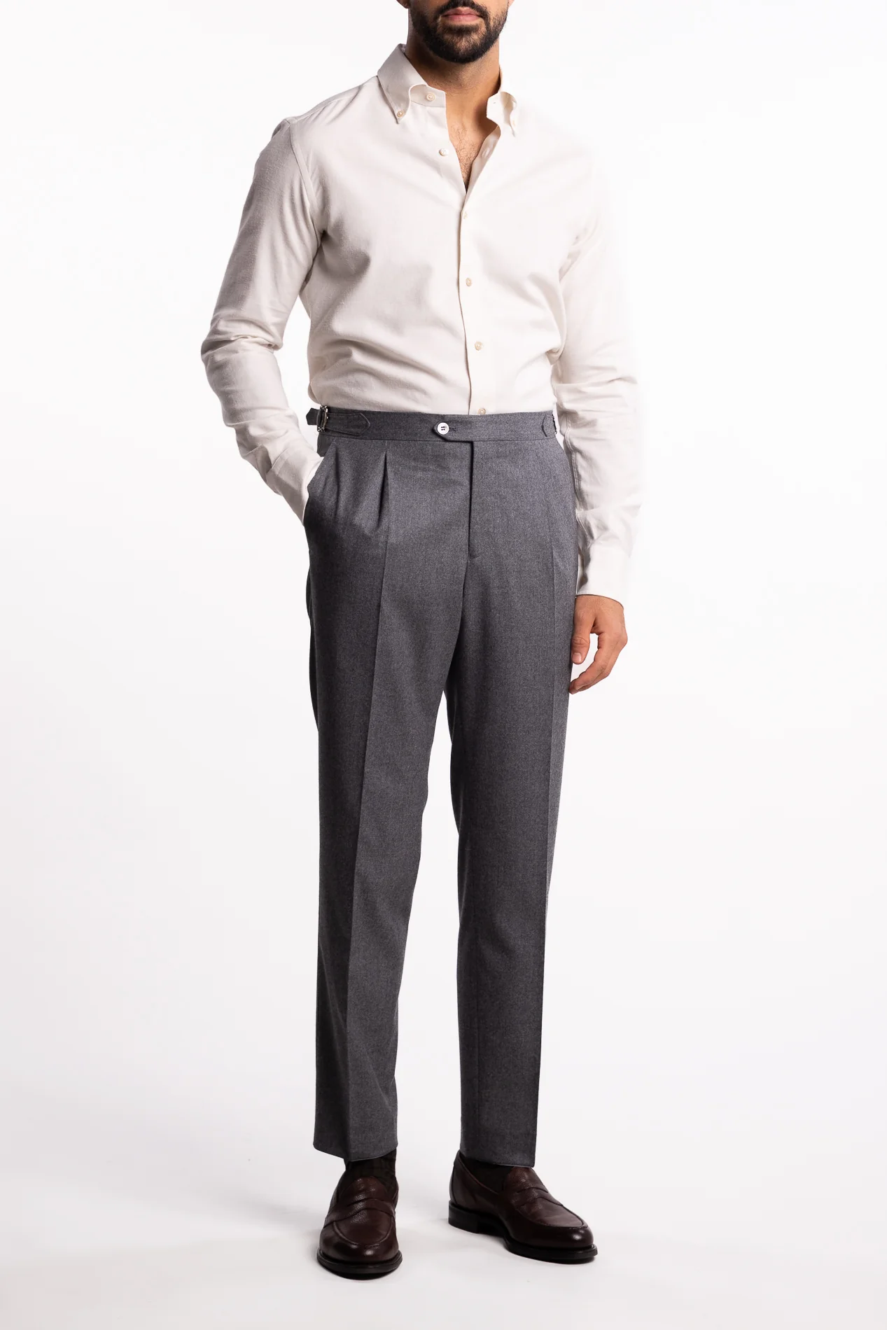 Button Down Flannel Shirt Off White - Image 4