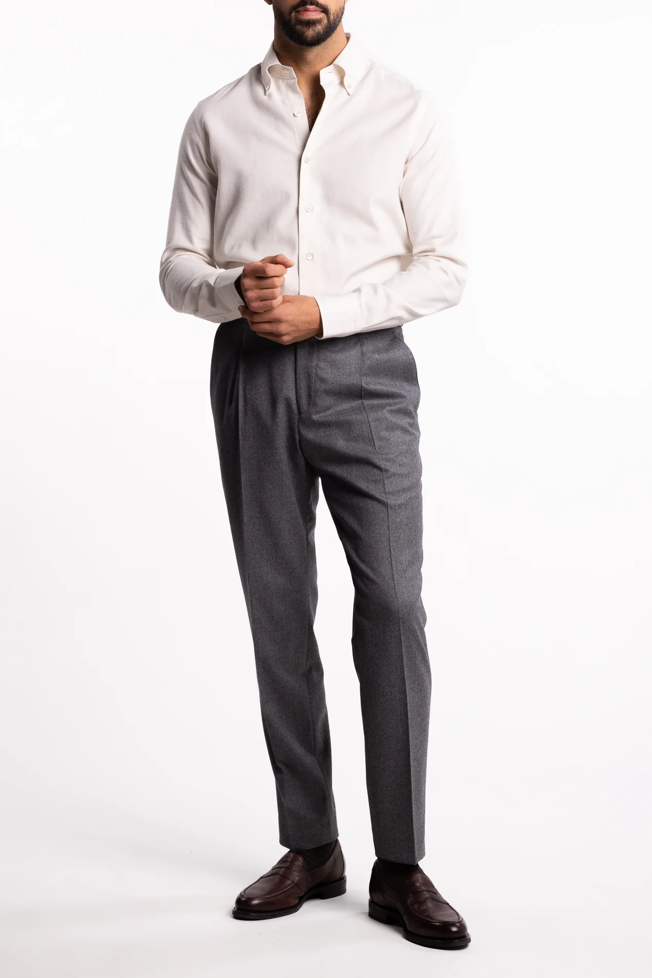 Button Down Flannel Shirt Off White - Image 5