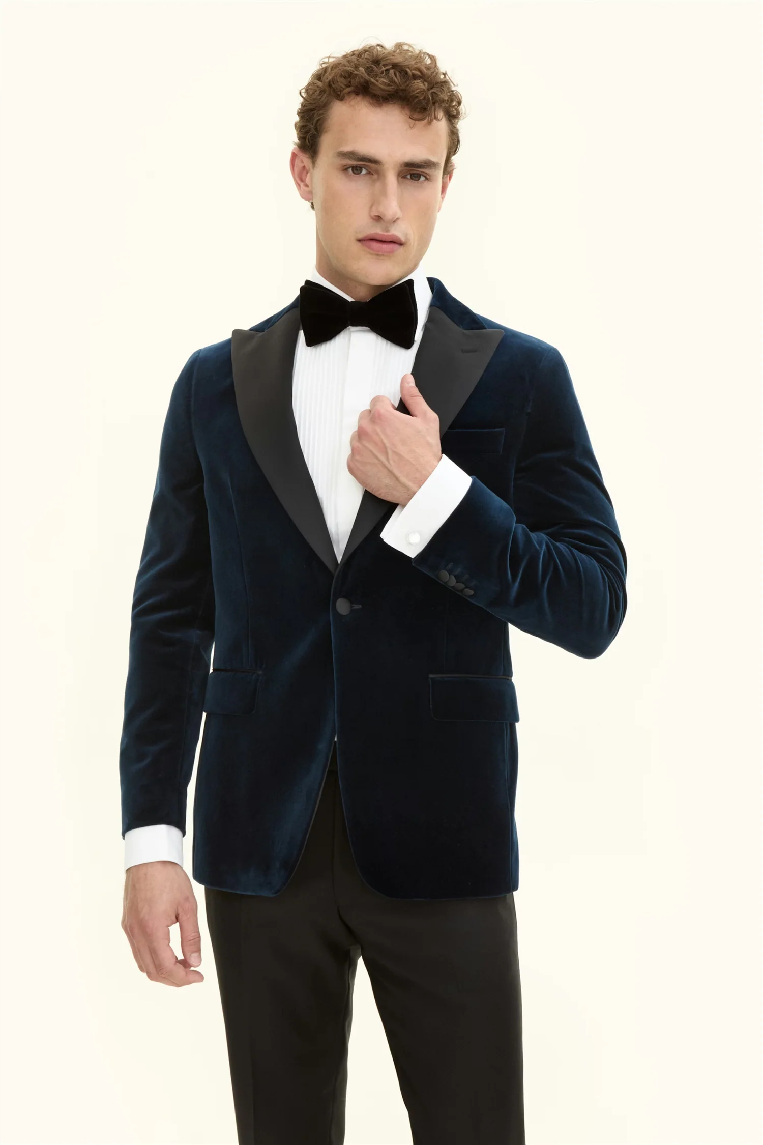 Frampton Velvet Blazer Light Navy - Image 2