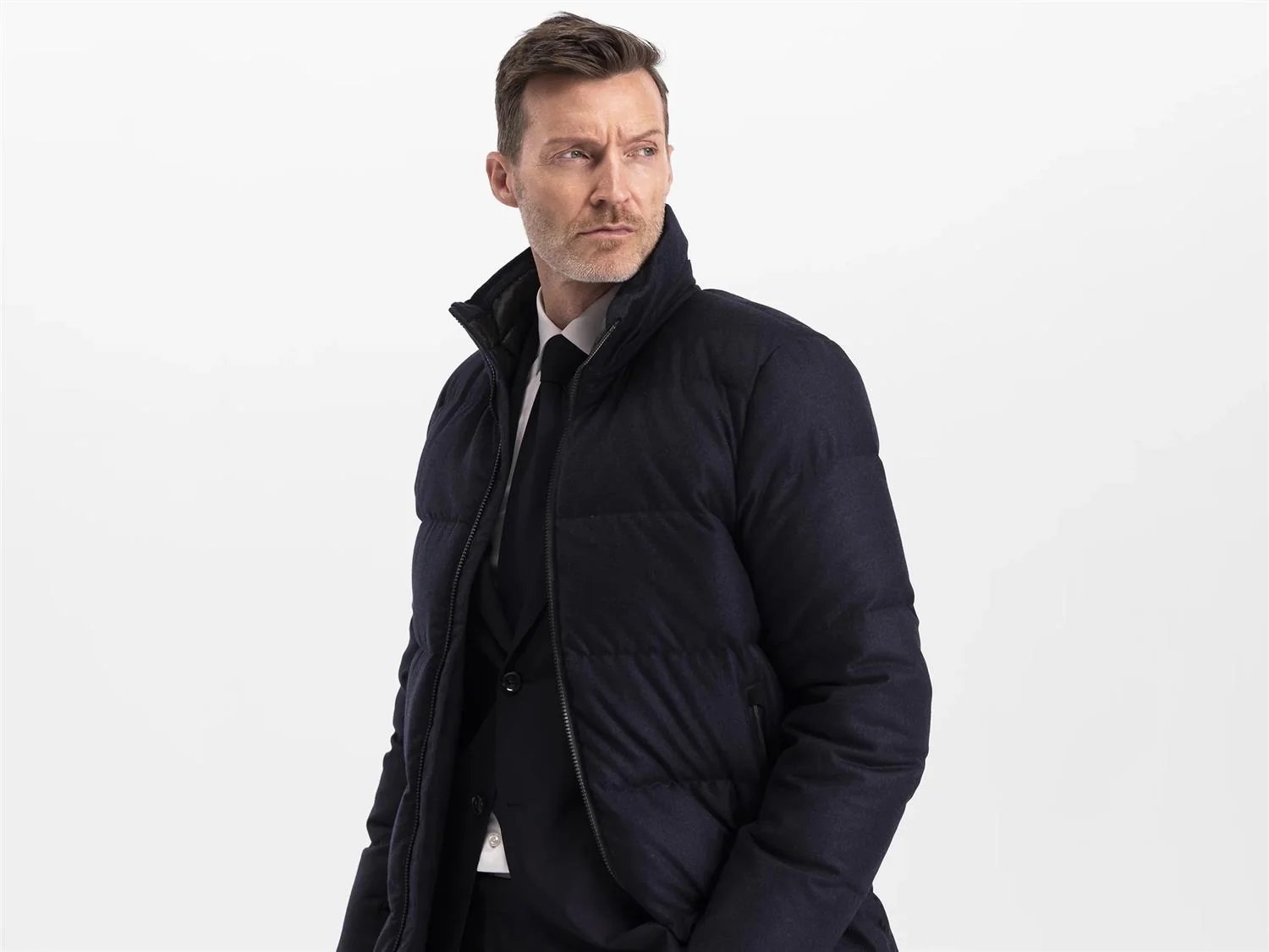 Concord™ Savile Parka Navy Melange Wool - Image 3