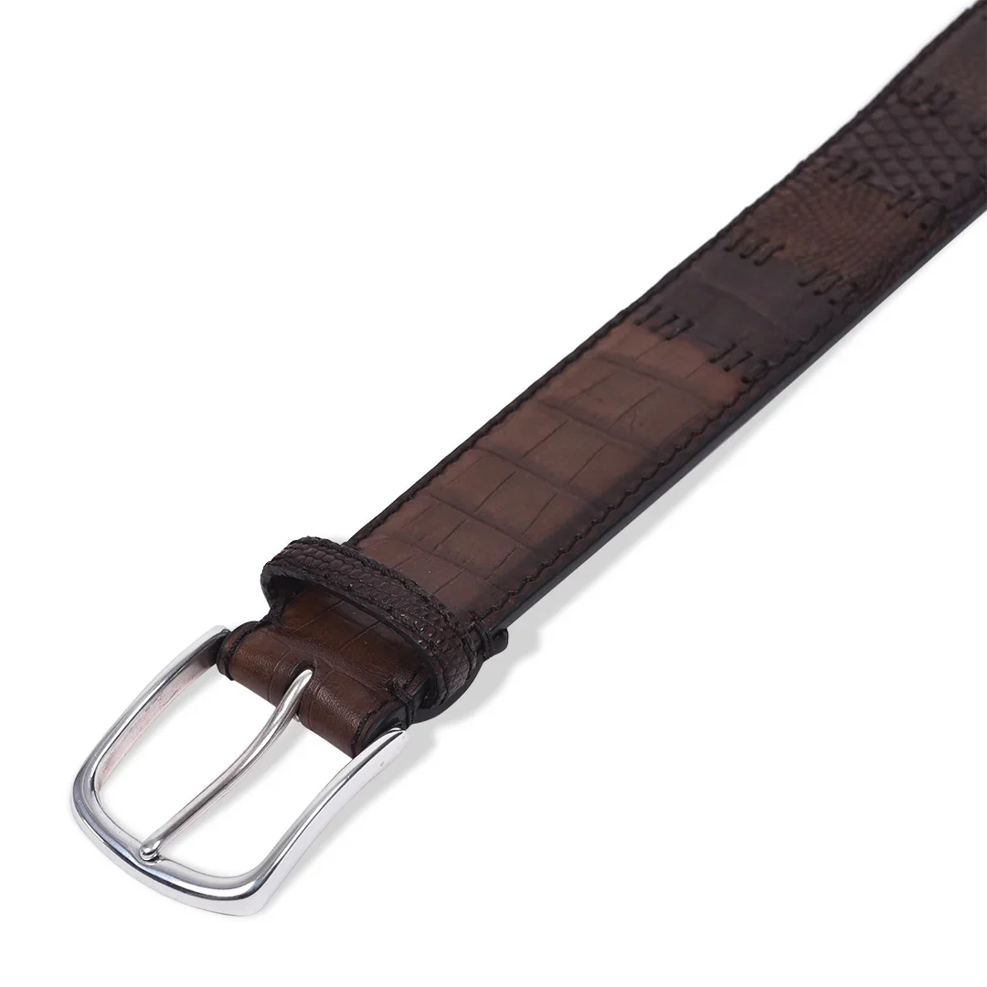 Crocodile/Lizard/Snake Leather Belt Brown - Image 3