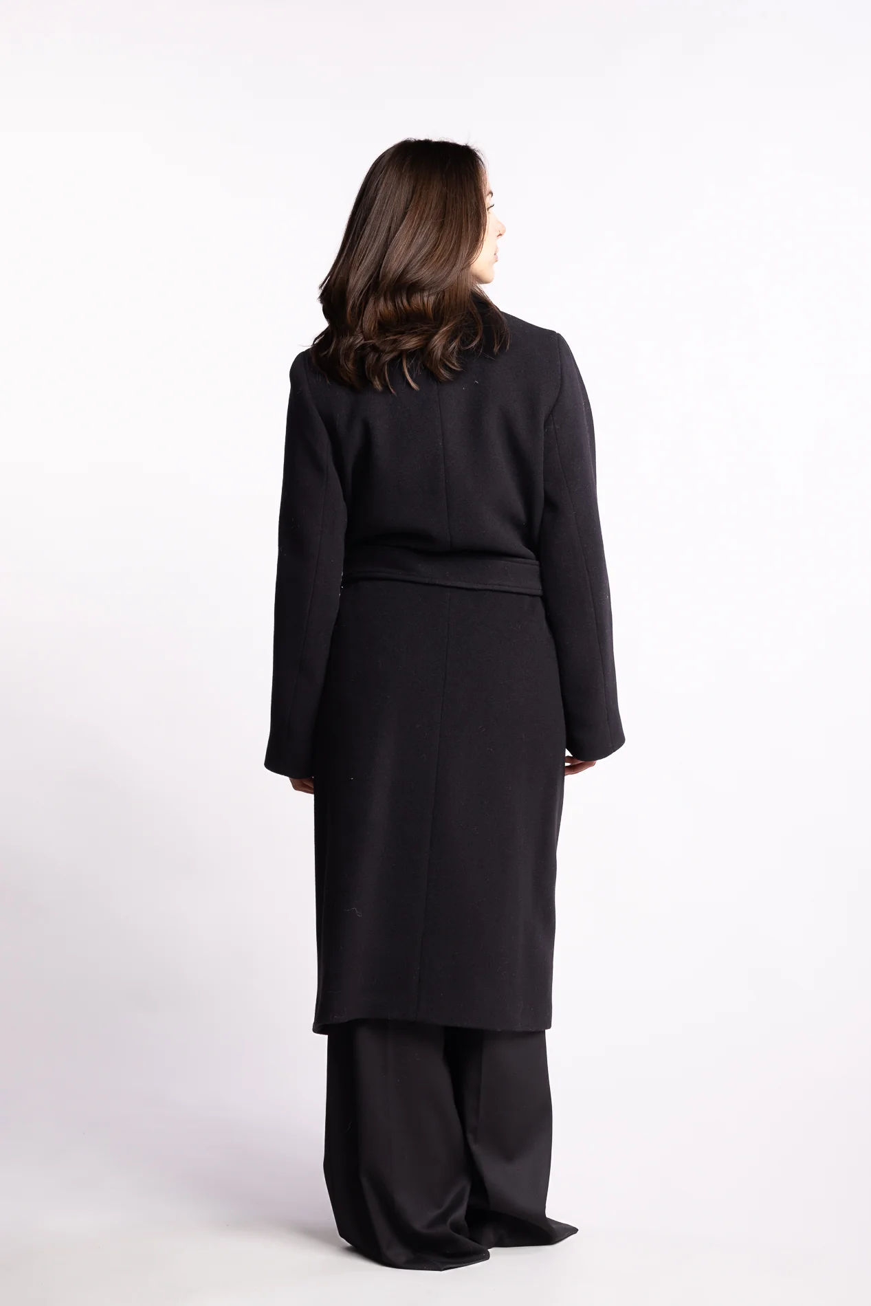 Charlotte Wool Belted Coat- Black - Image 4