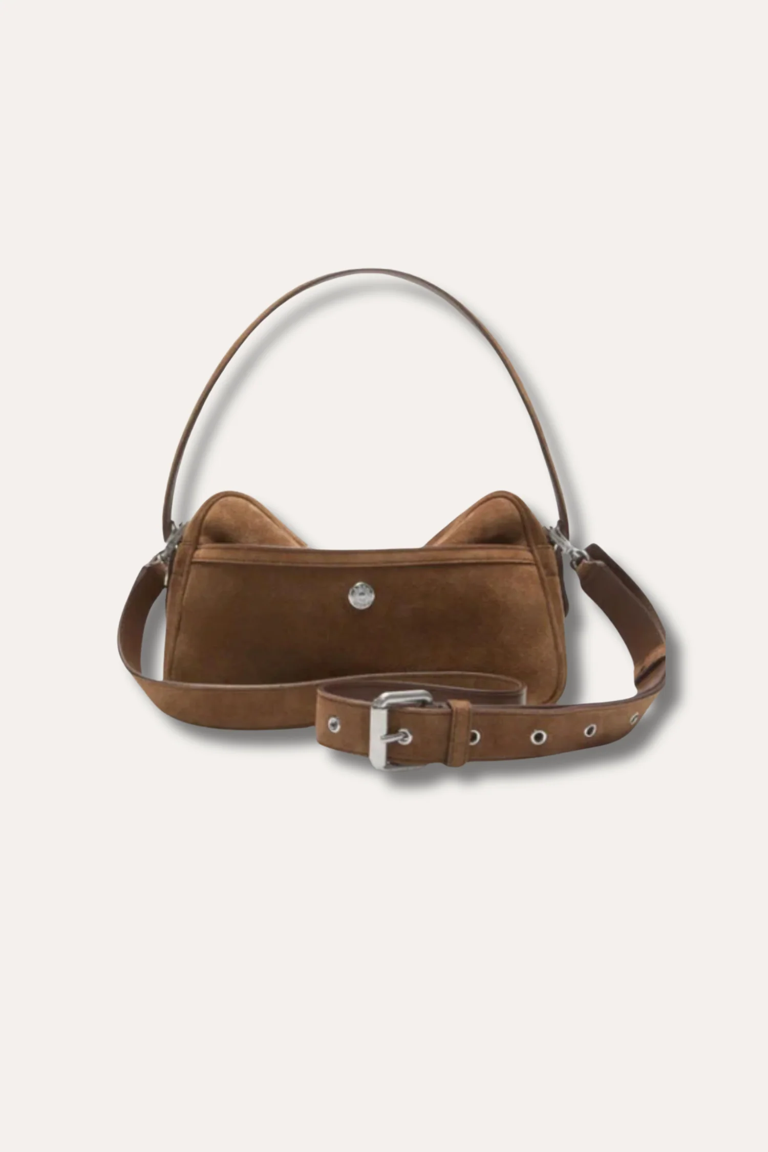 Camero Party Bag- Suede Cognac Brown - Image 6