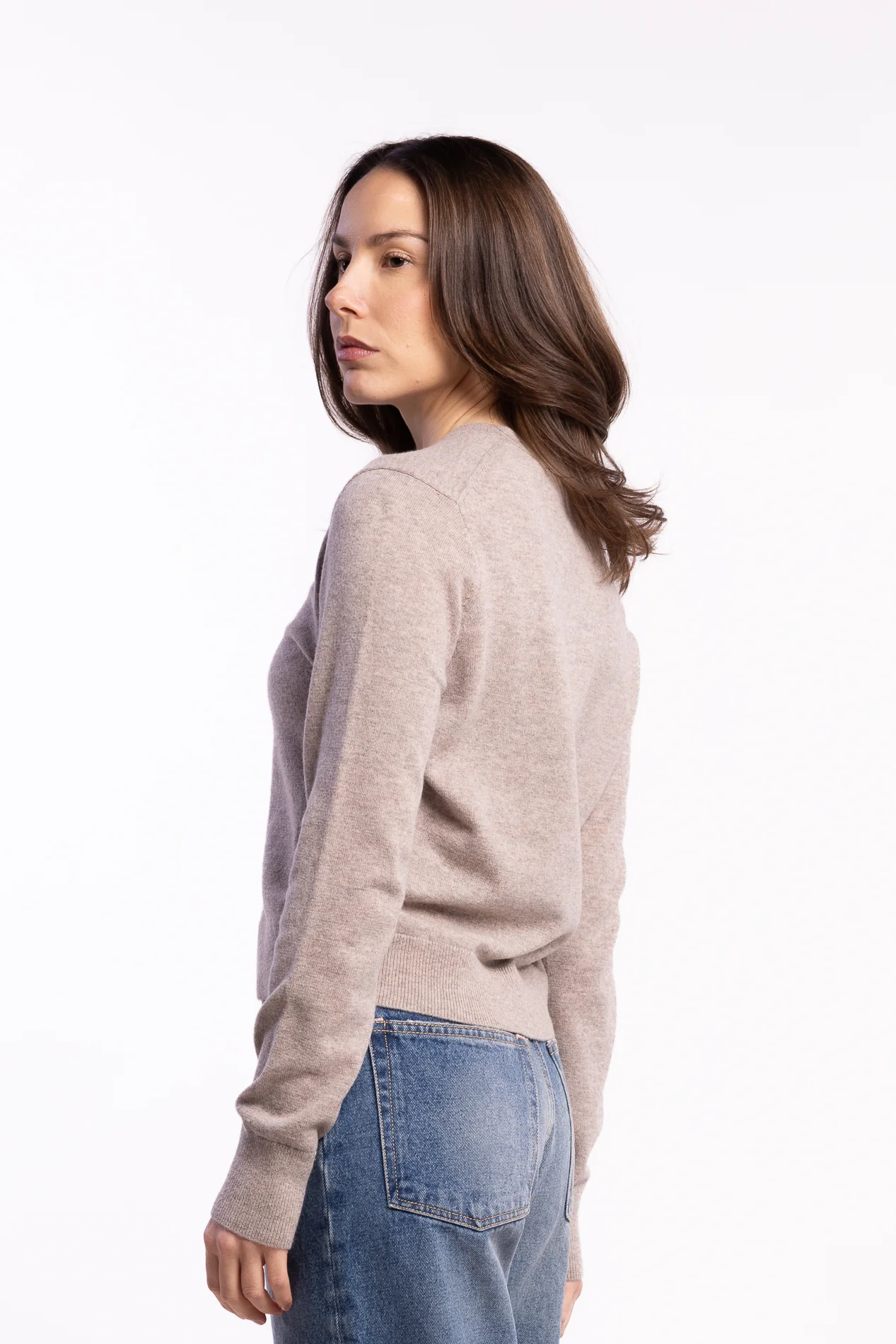Fitted Cardigan Yak Wool- Greige Melange - Image 2