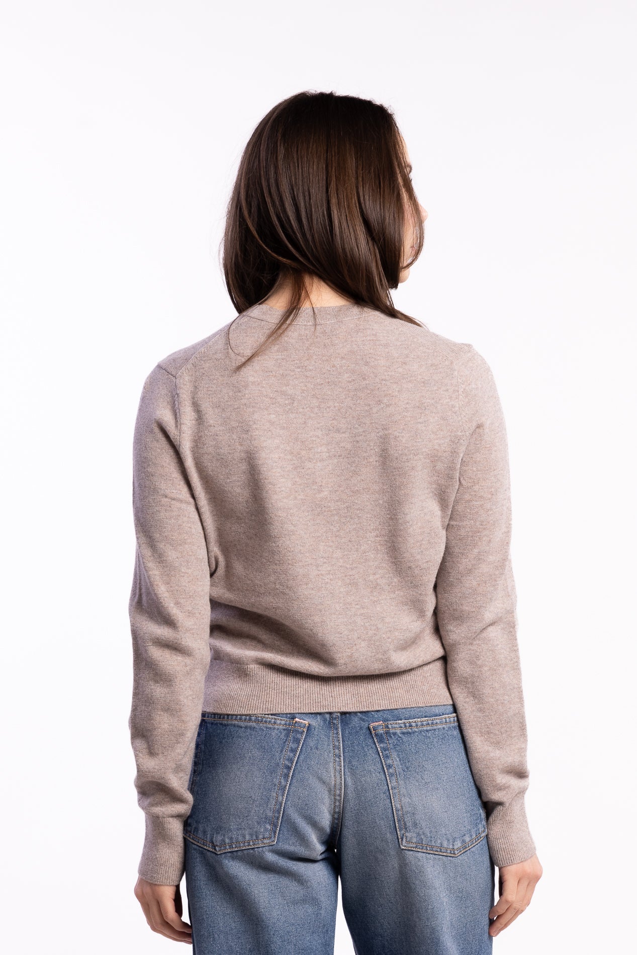 Fitted Cardigan Yak Wool- Greige Melange - Image 3