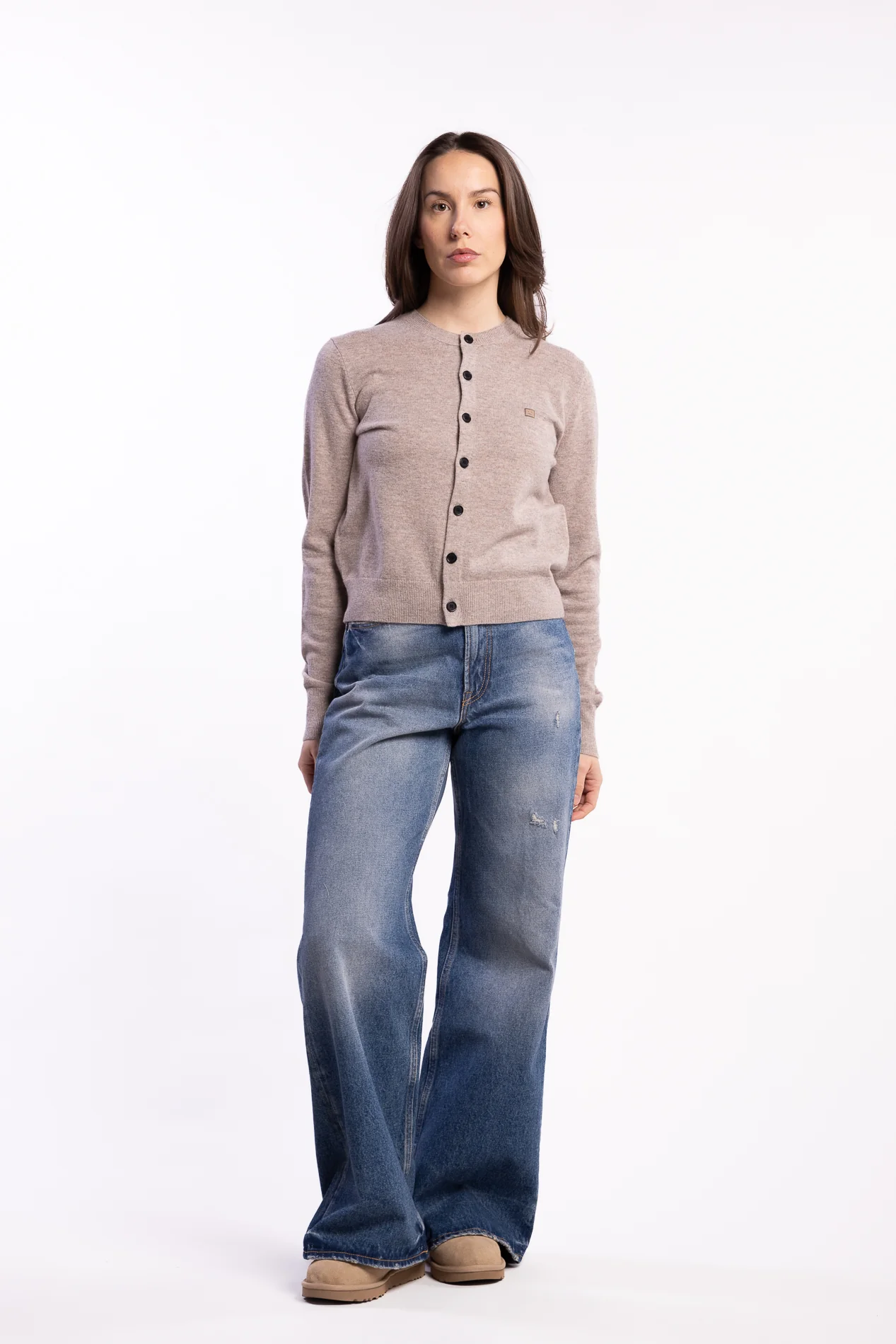 Fitted Cardigan Yak Wool- Greige Melange - Image 4