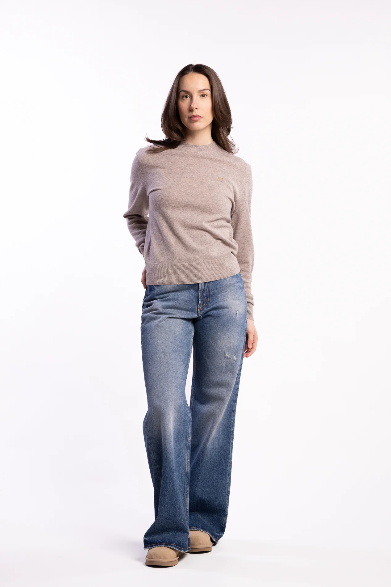 Crewneck Jumper Yak Wool- Greige Melange - Image 6