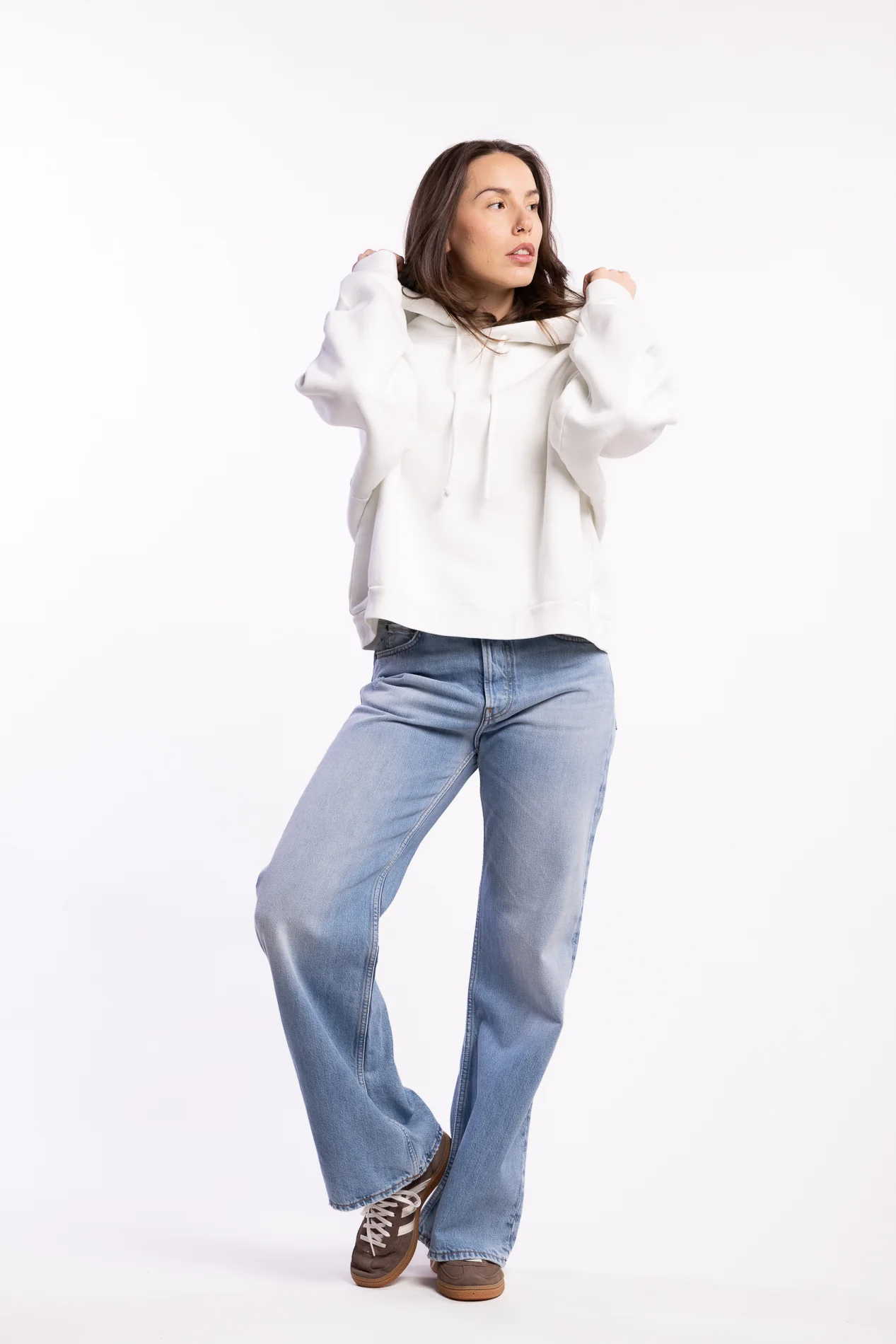 Logo Fleece Hoodie- Ice White - Image 6