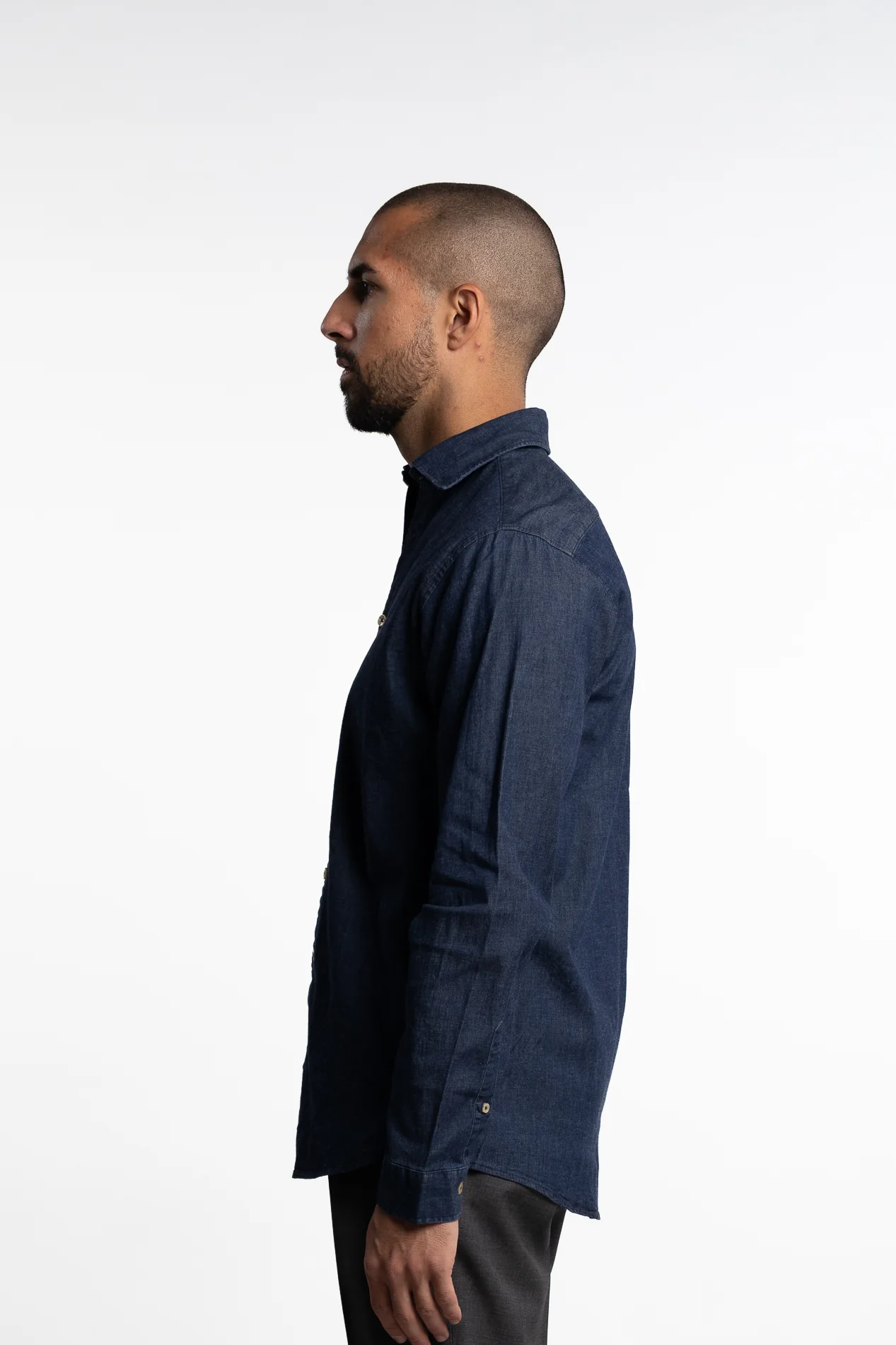 Soft Indigo Stretch Shirt Dark Blue - Image 4