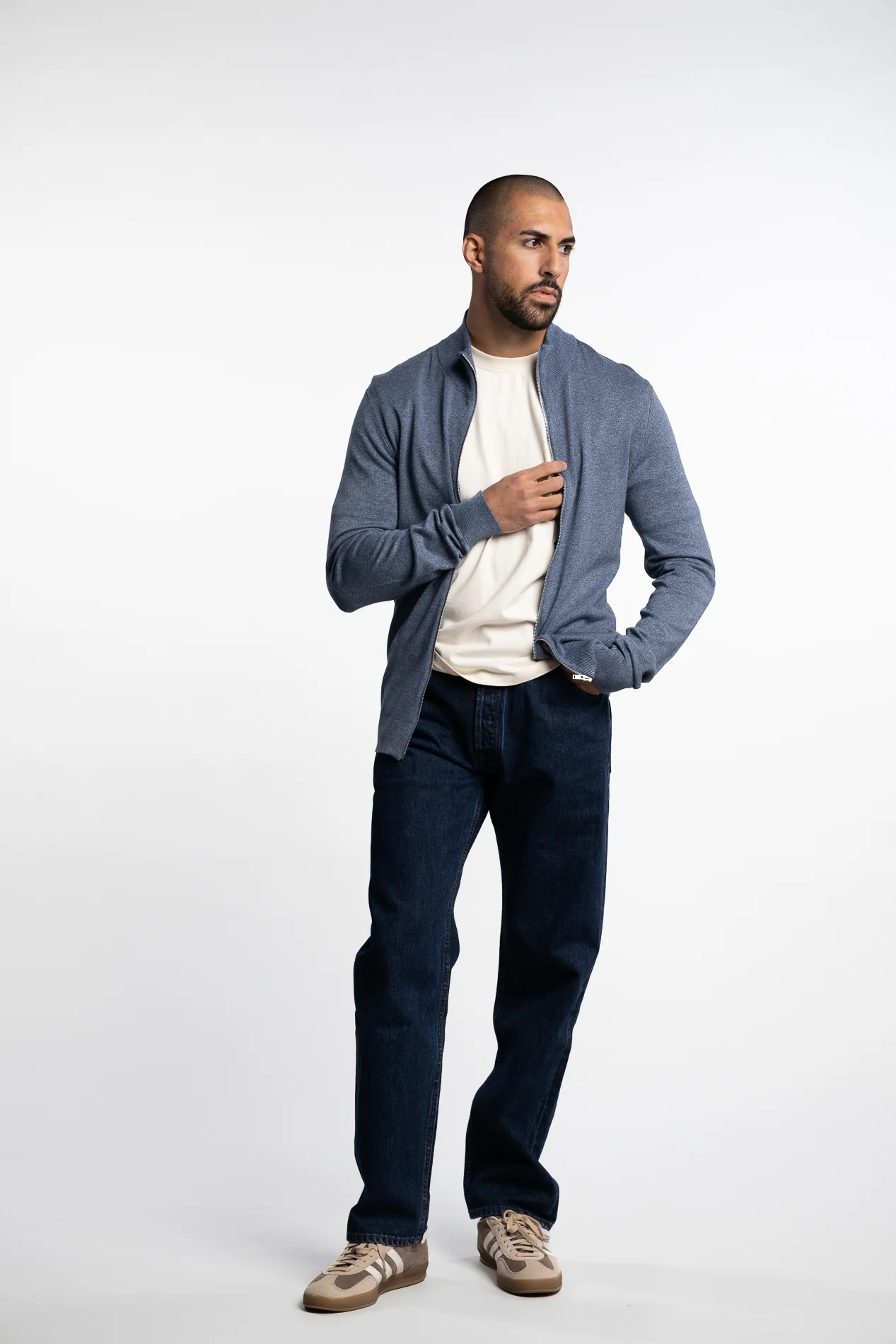 Ecovero Zip Cardigan Blue Blend - Image 2