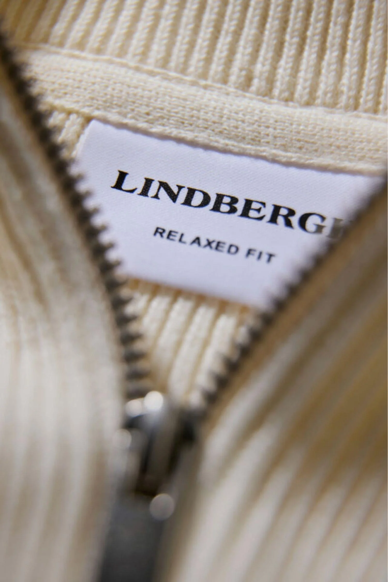 Half Zip Rib Knit Pearl White - Image 3