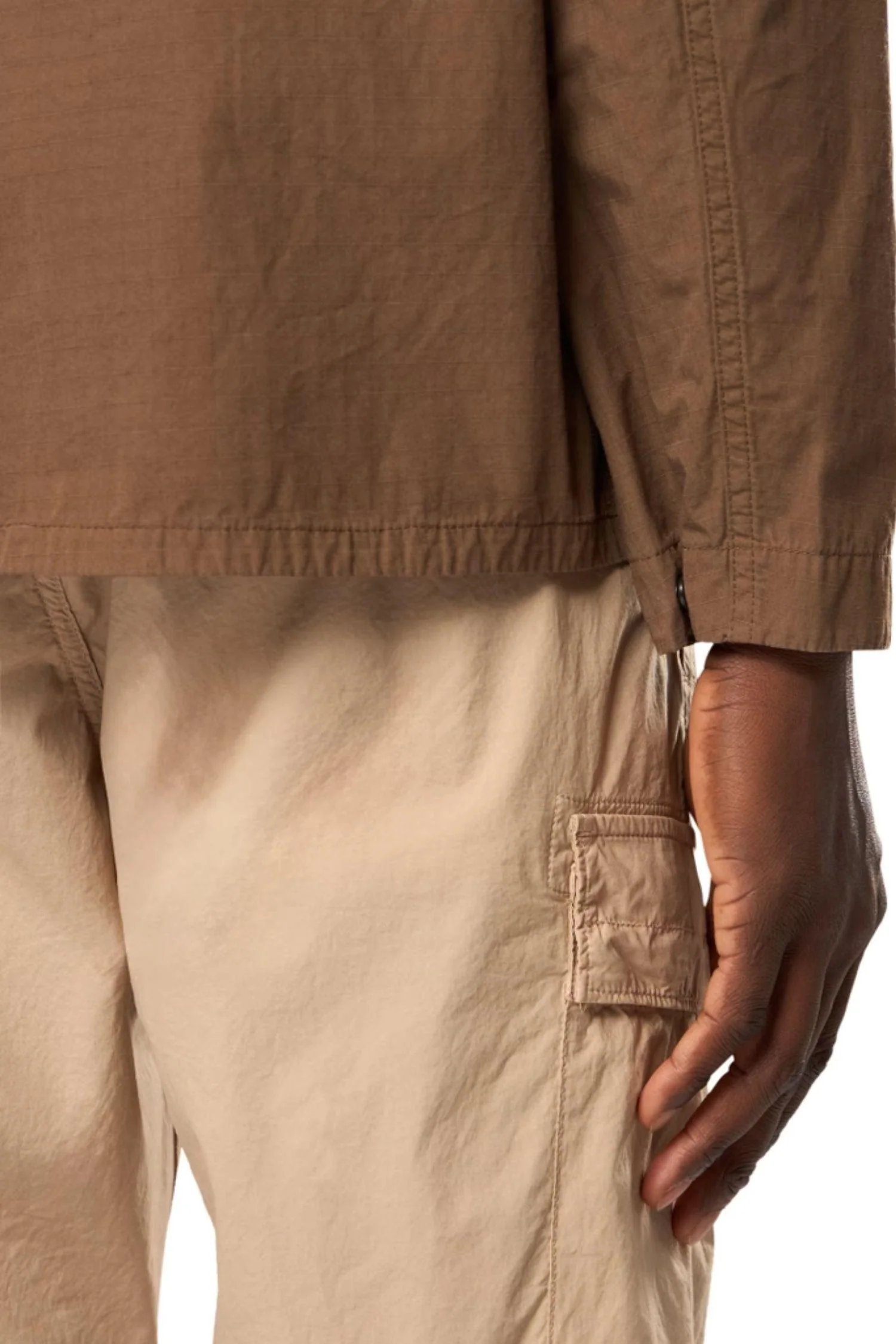 1200005 Comfort-fit zip-up Ripstop Overshirt With Pockets Brown - Image 4