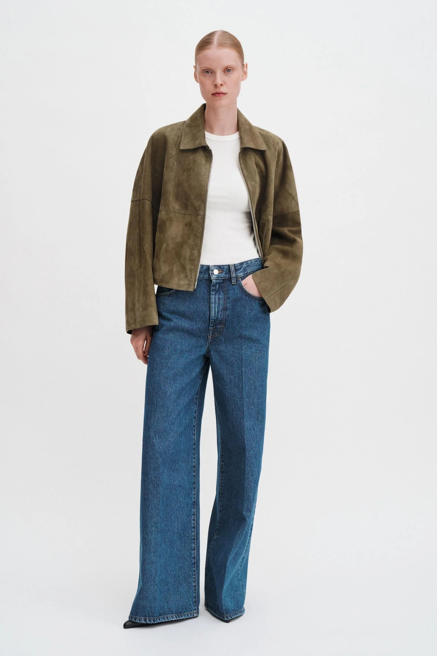 Wide Leg Jeans- Washed Mid Blue - Image 2