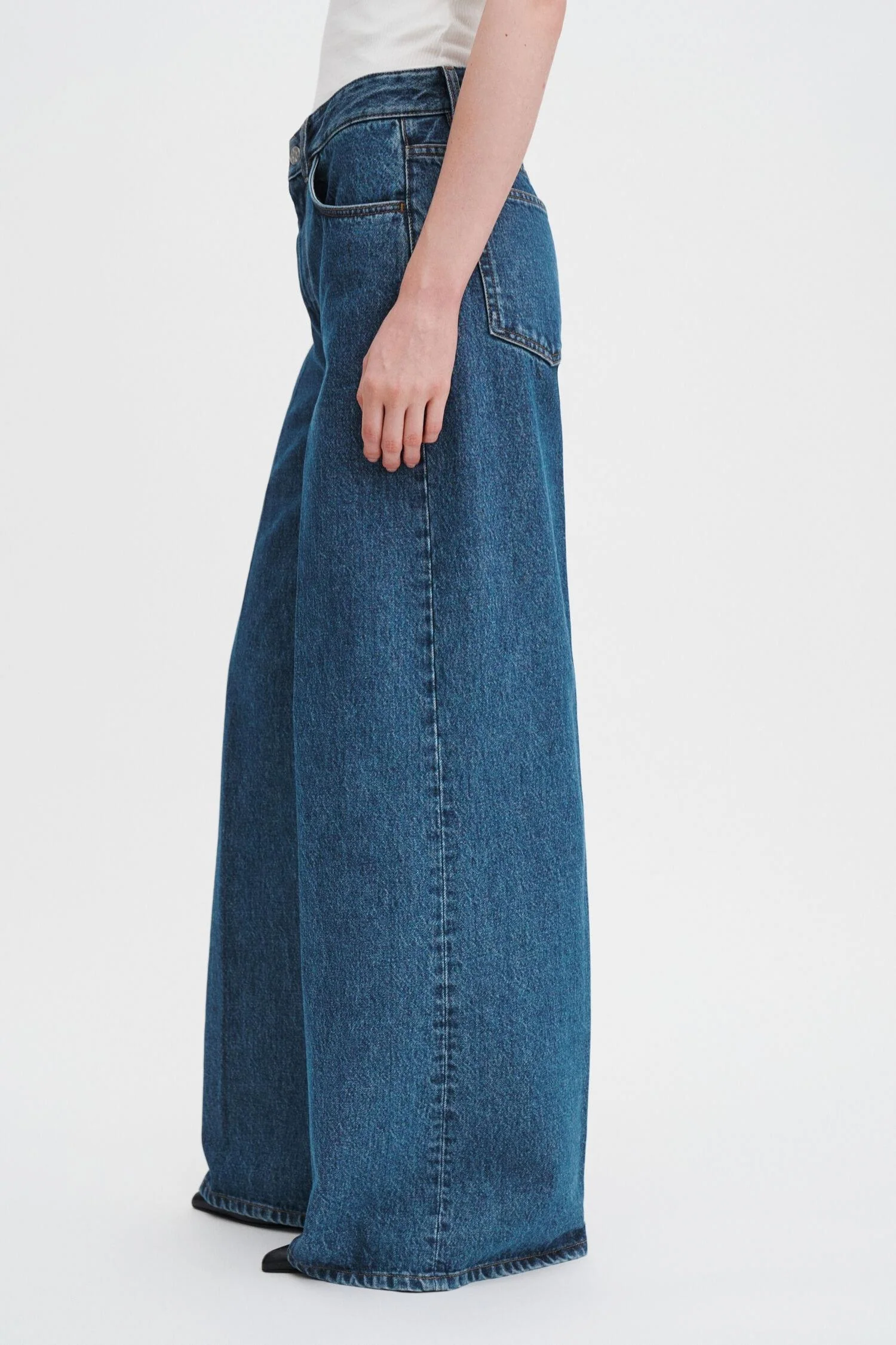 Wide Leg Jeans- Washed Mid Blue - Image 3