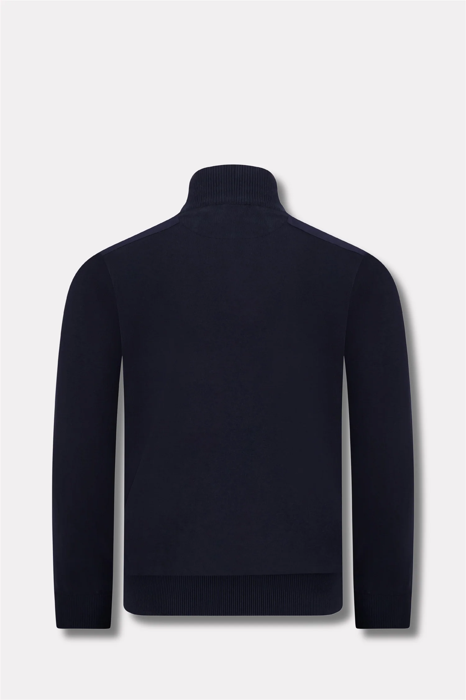 Knitted Silk/Cotton Zipped Sweater Navy - Image 2
