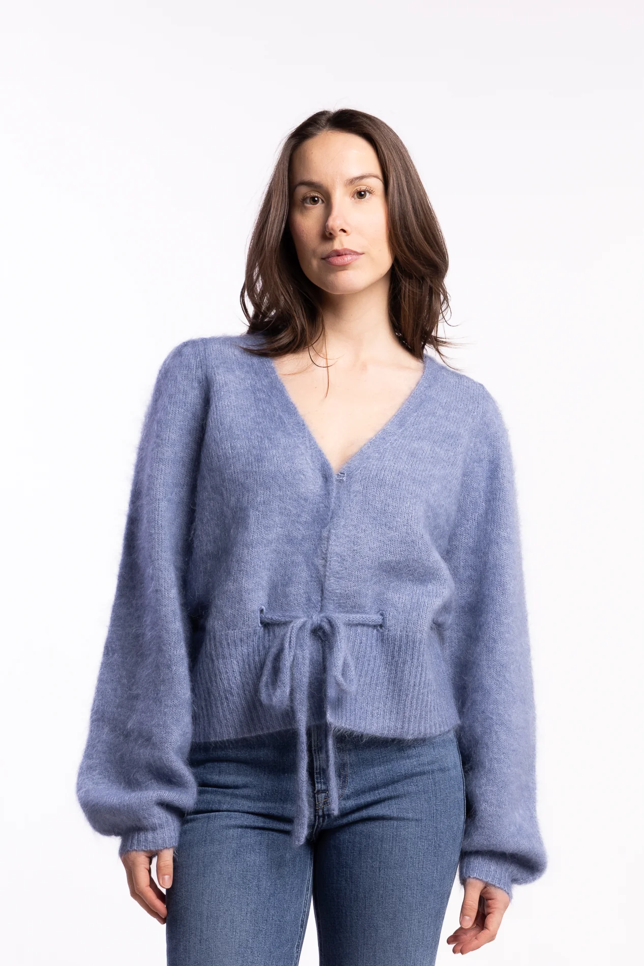 Malin Chunky Cardigan- Denim Blue - Image 2