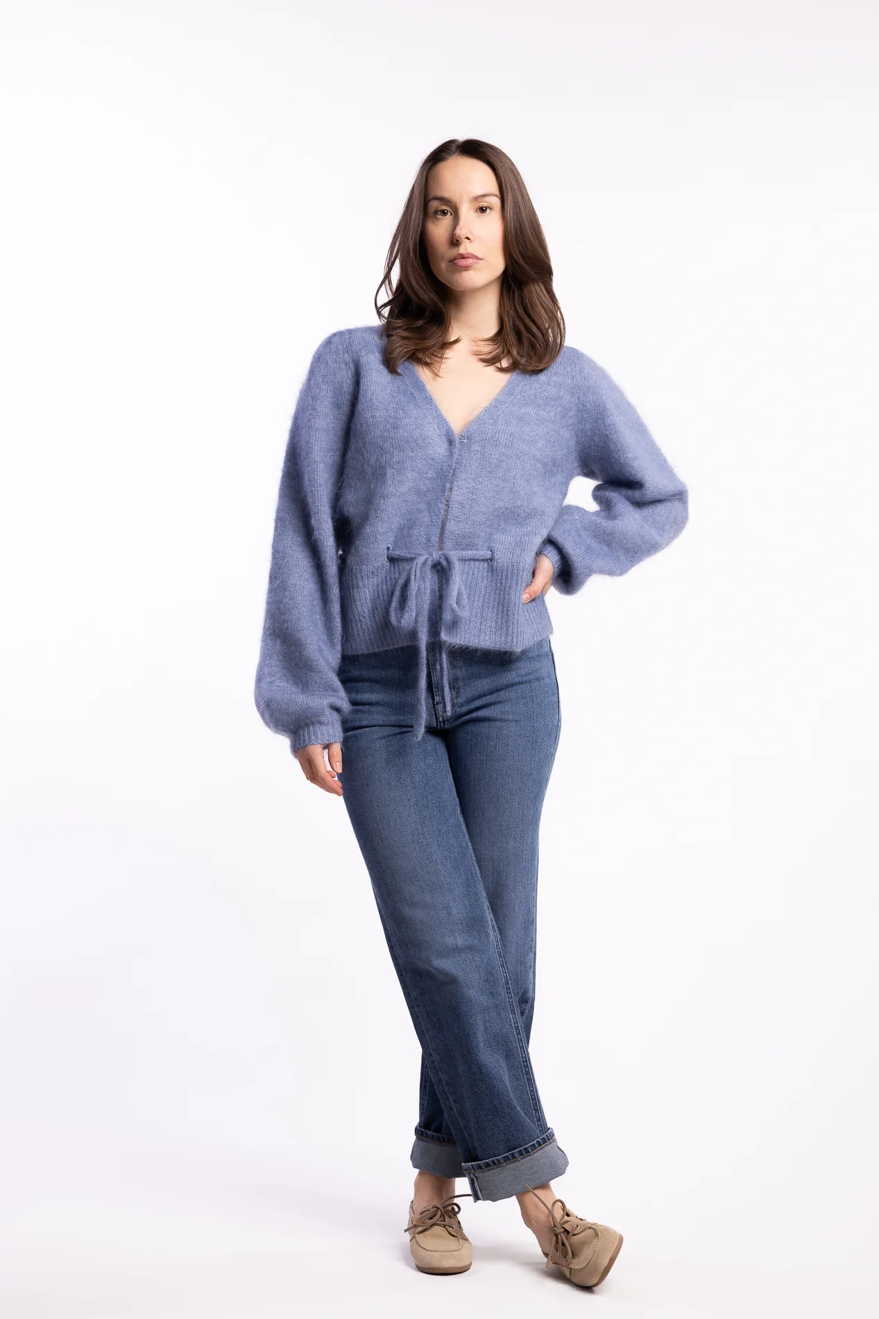 Malin Chunky Cardigan- Denim Blue - Image 5